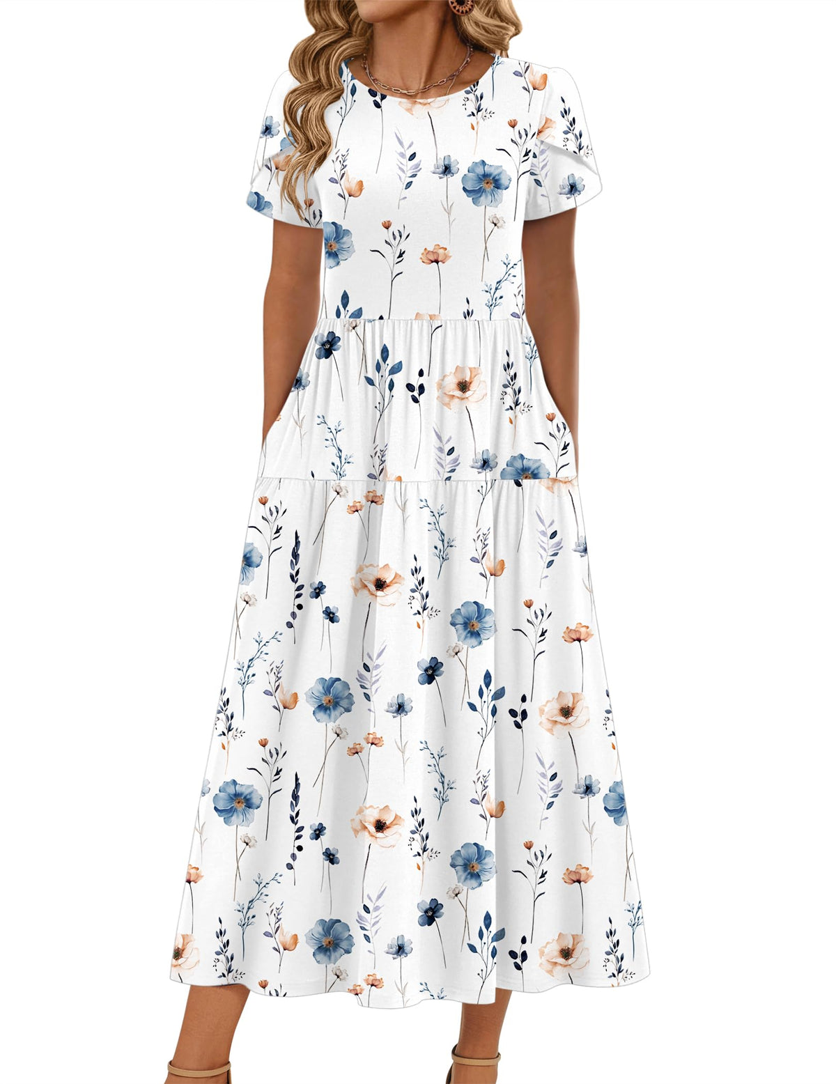 Zeagoo Summer Dresses for Women 2026 Maxi Bohemian Short Sleeve Long Dress