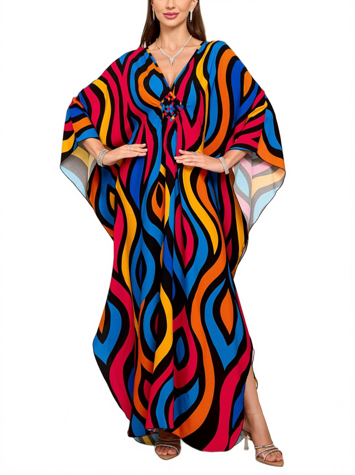 KEYLORTING Plus Size Kaftan Dress Women, African Moo Moo Print Caftan, Batwing Dress, Beach Cover Up for Party and Loungewear