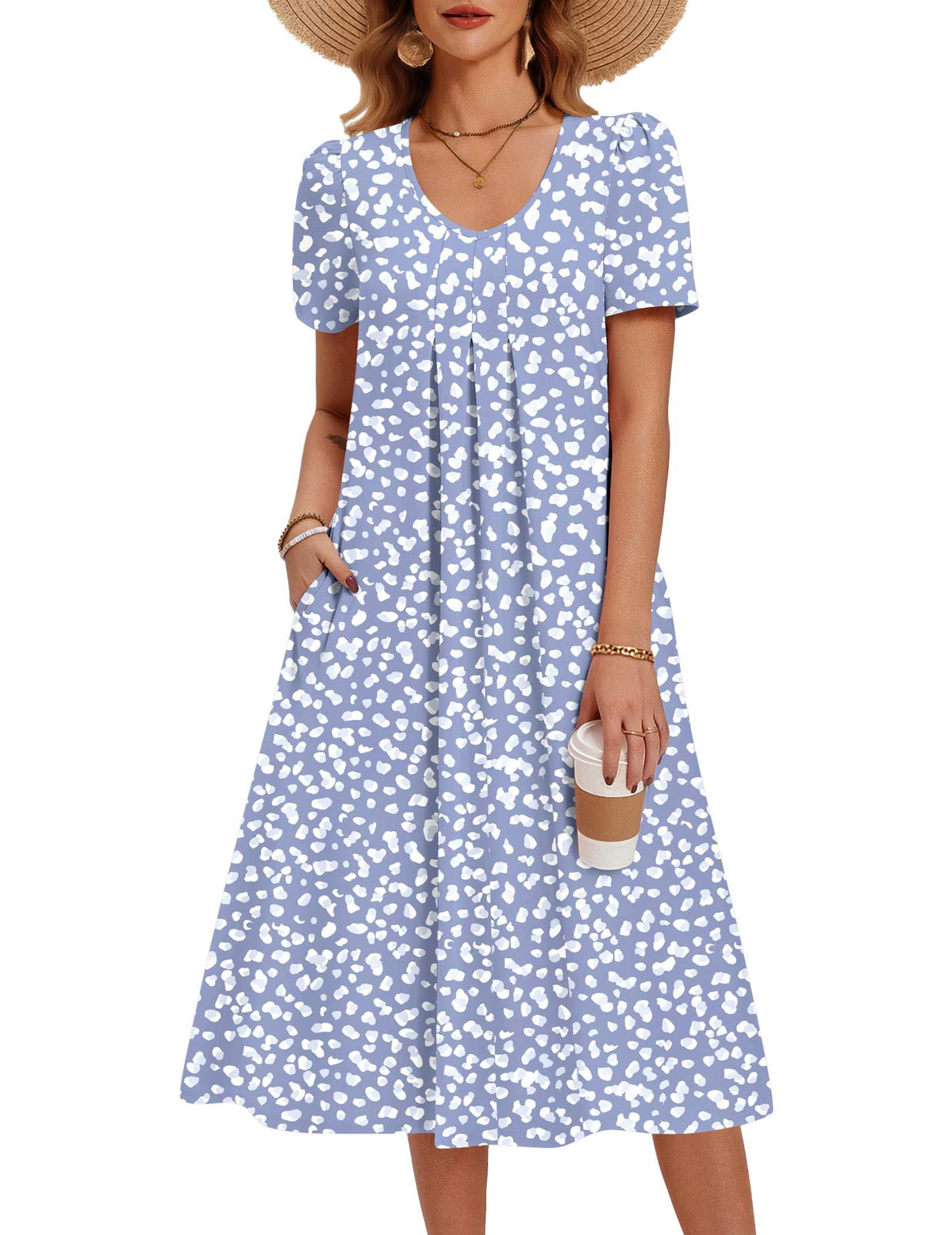 Zeagoo Summer Casual Dress for Womens Floral Midi Sundress with Pockets