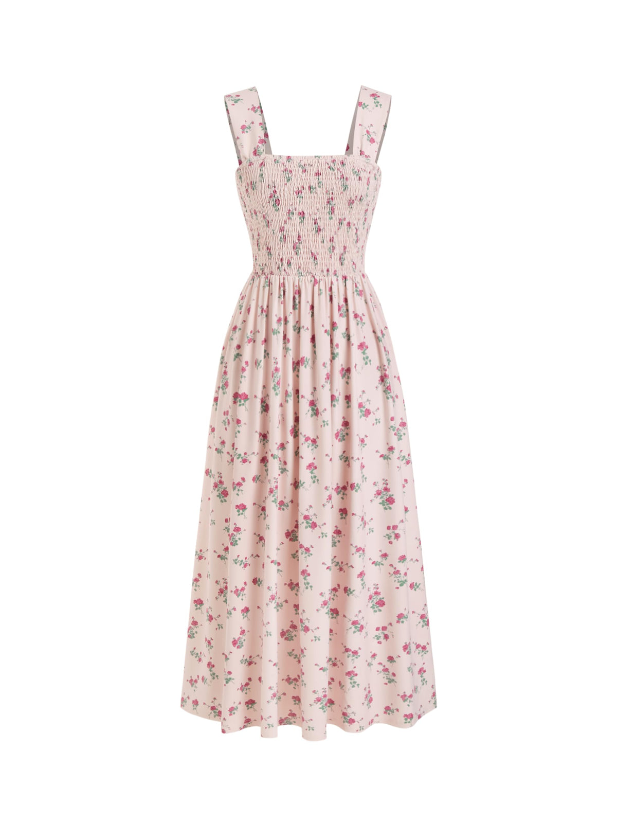 CIDER Womens Floral Smocked Dresses Square Neck Long Midi Sundress