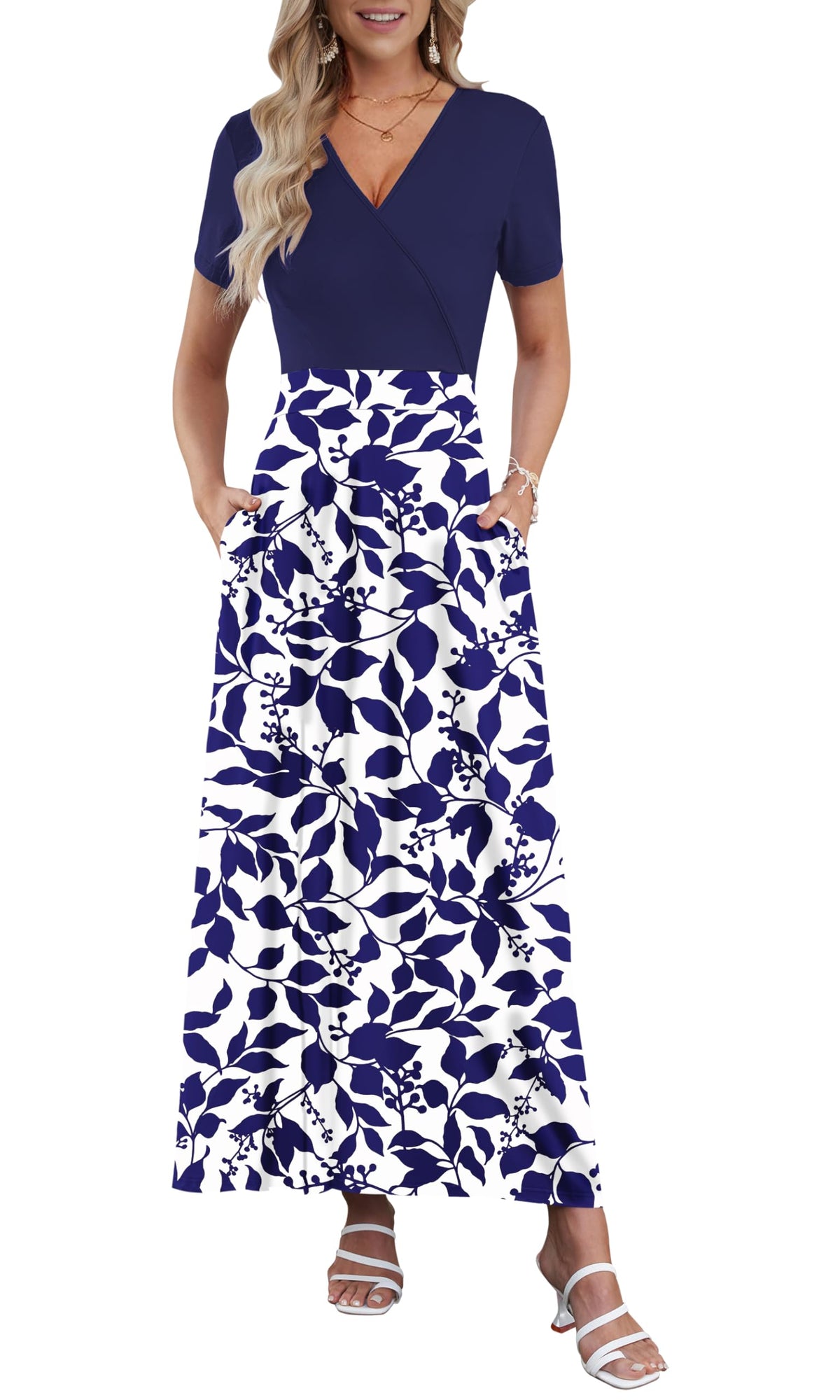 AUSELILY Maxi Dresses for Women Ankle Length Floral Beach Long Flowy Dress