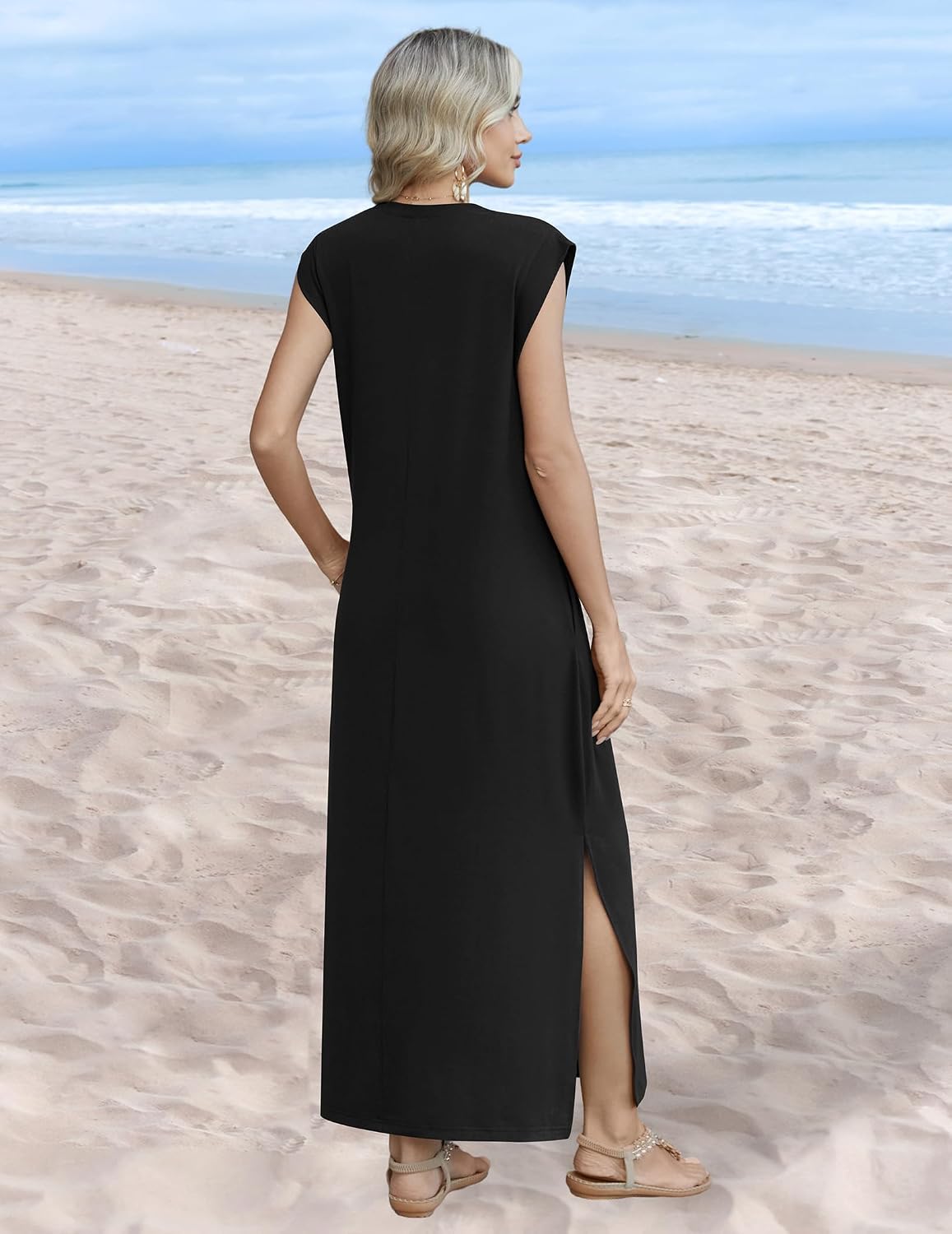 Zeagoo Summer Dresses for Women 2026 Long Maxi Sundresses Loose Split Wrinkle-Free Beach Travel Vacation Clothes