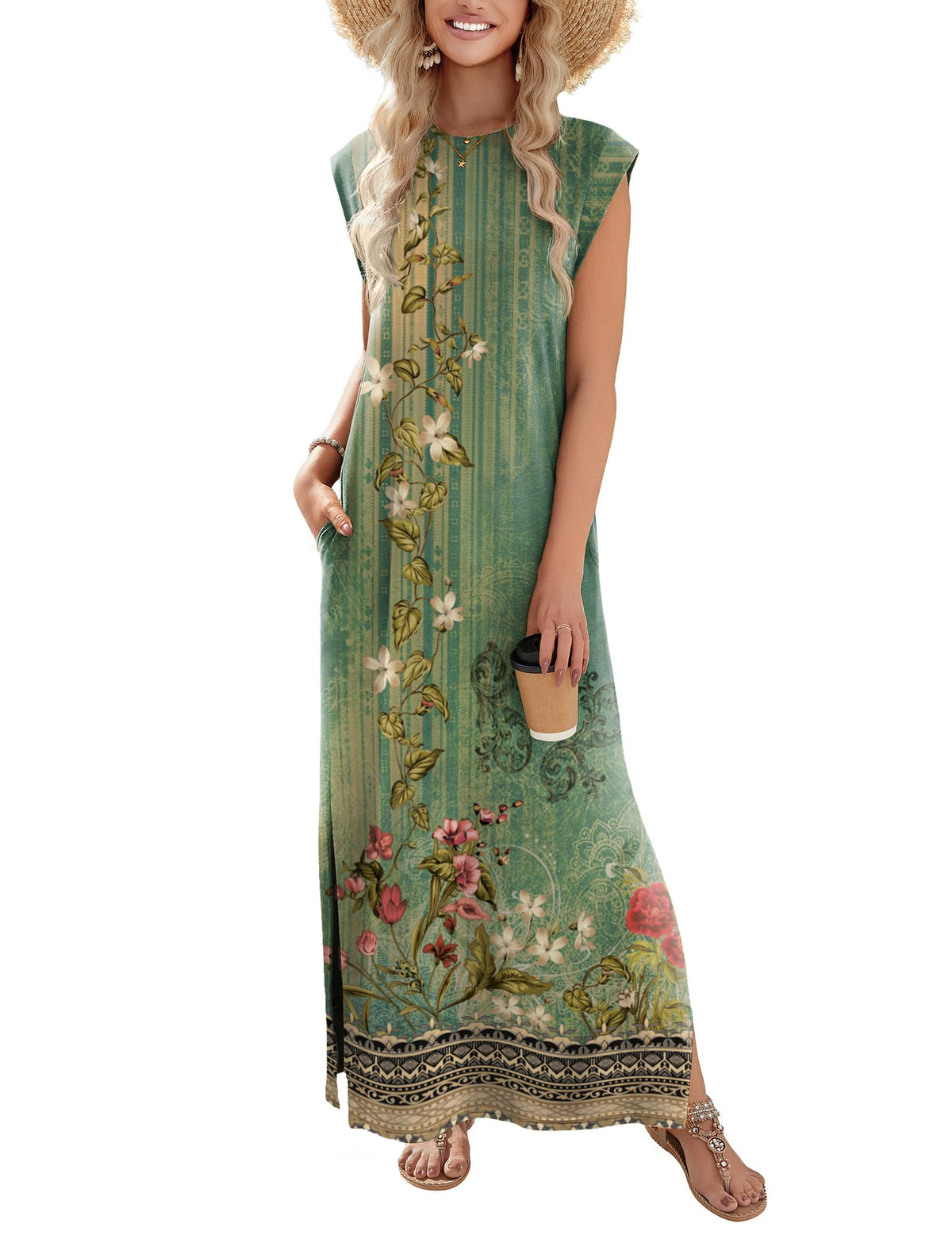 Zeagoo Summer Dresses for Women 2026 Long Maxi Sundresses Loose Split Wrinkle-Free Beach Travel Vacation Clothes