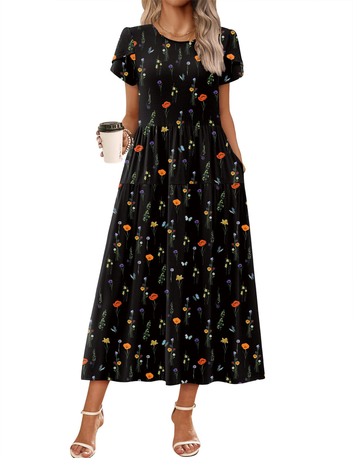 Zeagoo Summer Dresses for Women 2026 Maxi Bohemian Short Sleeve Long Dress