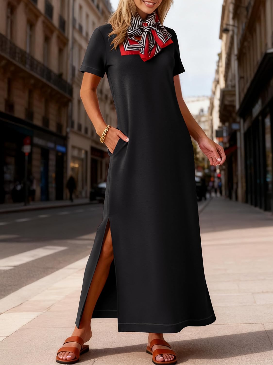 ANRABESS Womens Summer Maxi Dresses Wrinkle Free with Pockets