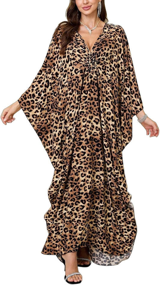 KEYLORTING Plus Size Kaftan Dress Women, African Moo Moo Print Caftan, Batwing Dress, Beach Cover Up for Party and Loungewear