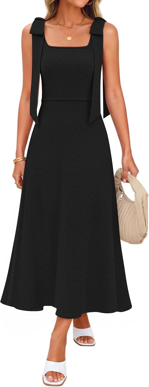 ZESICA Womens Summer Sleeveless Knitted Midi Sweater Dress