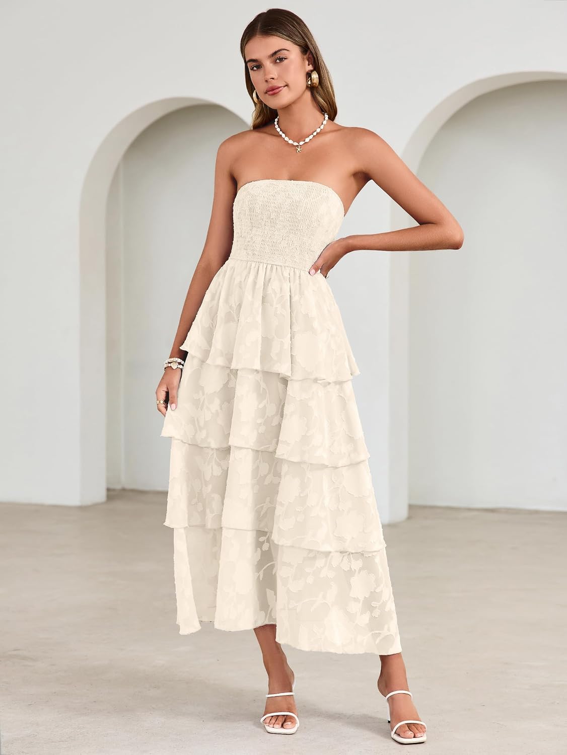 Simplee Womens Maxi Boho Floral Strpless Wedding Guest Beach Long Dress