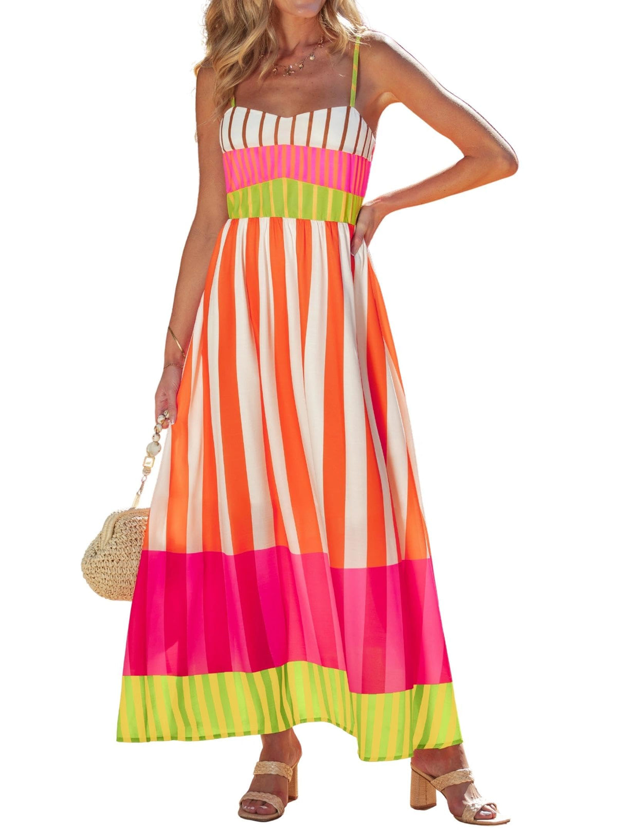 popvil Women Summer Maxi Dress 2026 Spaghetti Strap Long Beach Dress