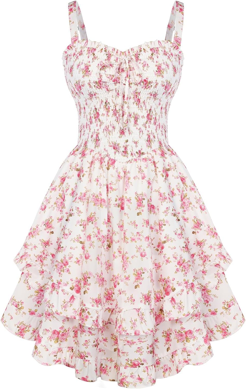 Scarlet Darkness Smocked Floral Sundresses Women Teens Summer Spring Dress