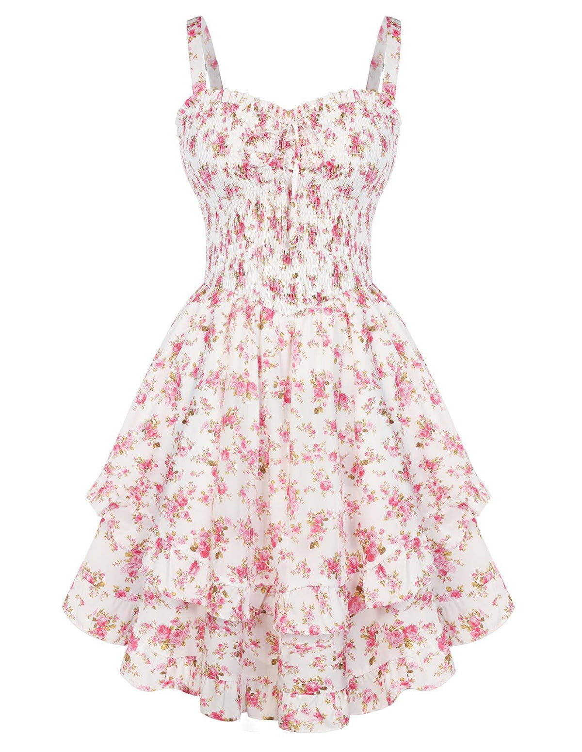 Scarlet Darkness Smocked Floral Sundresses Women Teens Summer Spring Dress
