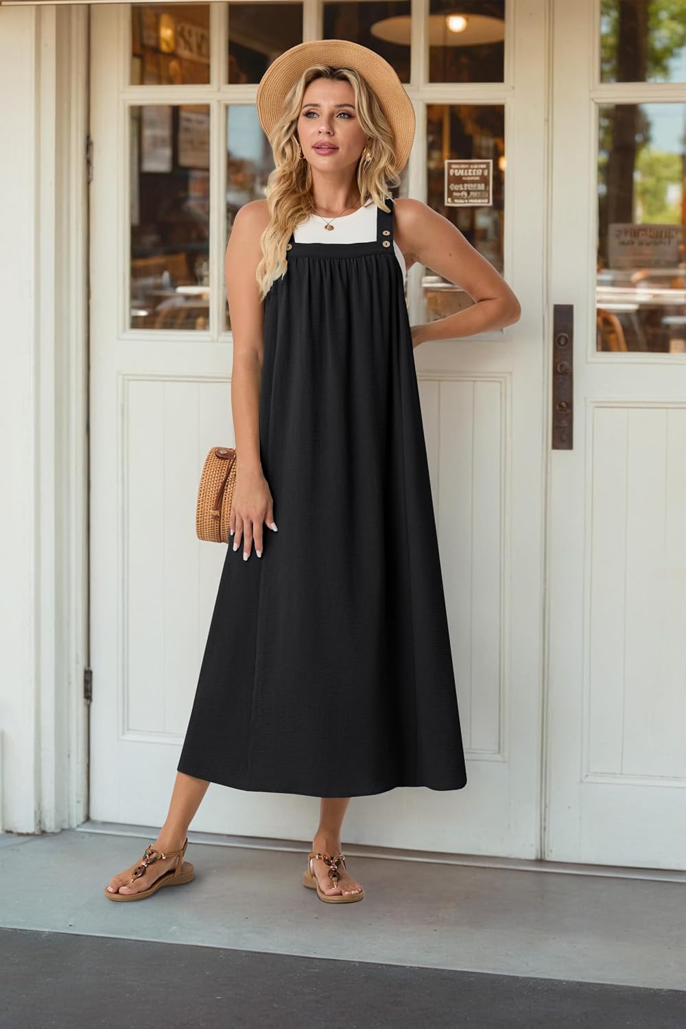 Lepunuo Overall Dress for Women Summer Adjustable Casual Cover Up