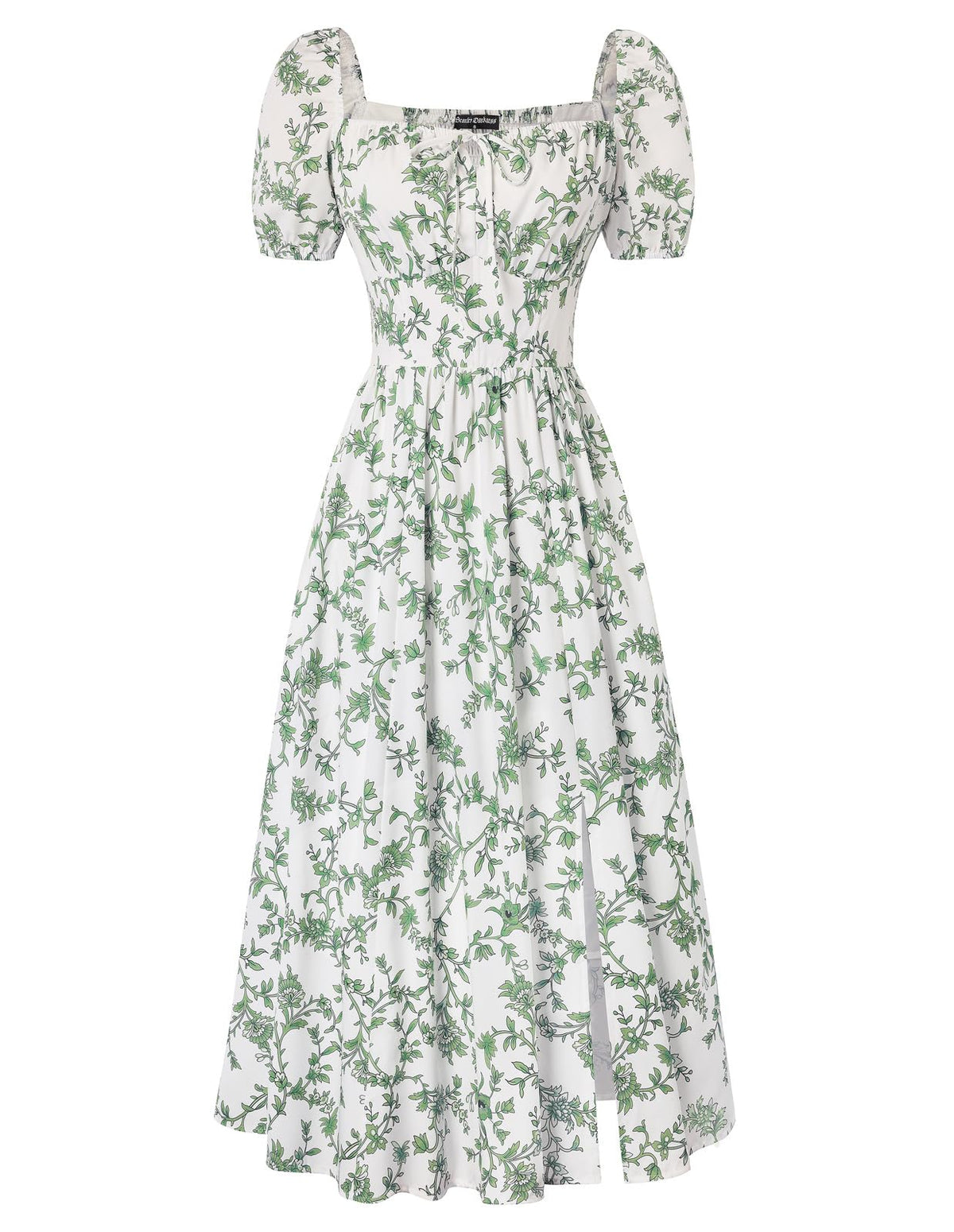 Scarlet Darkness Summer Spring Split Floral Corset Midi Dress with Pockets