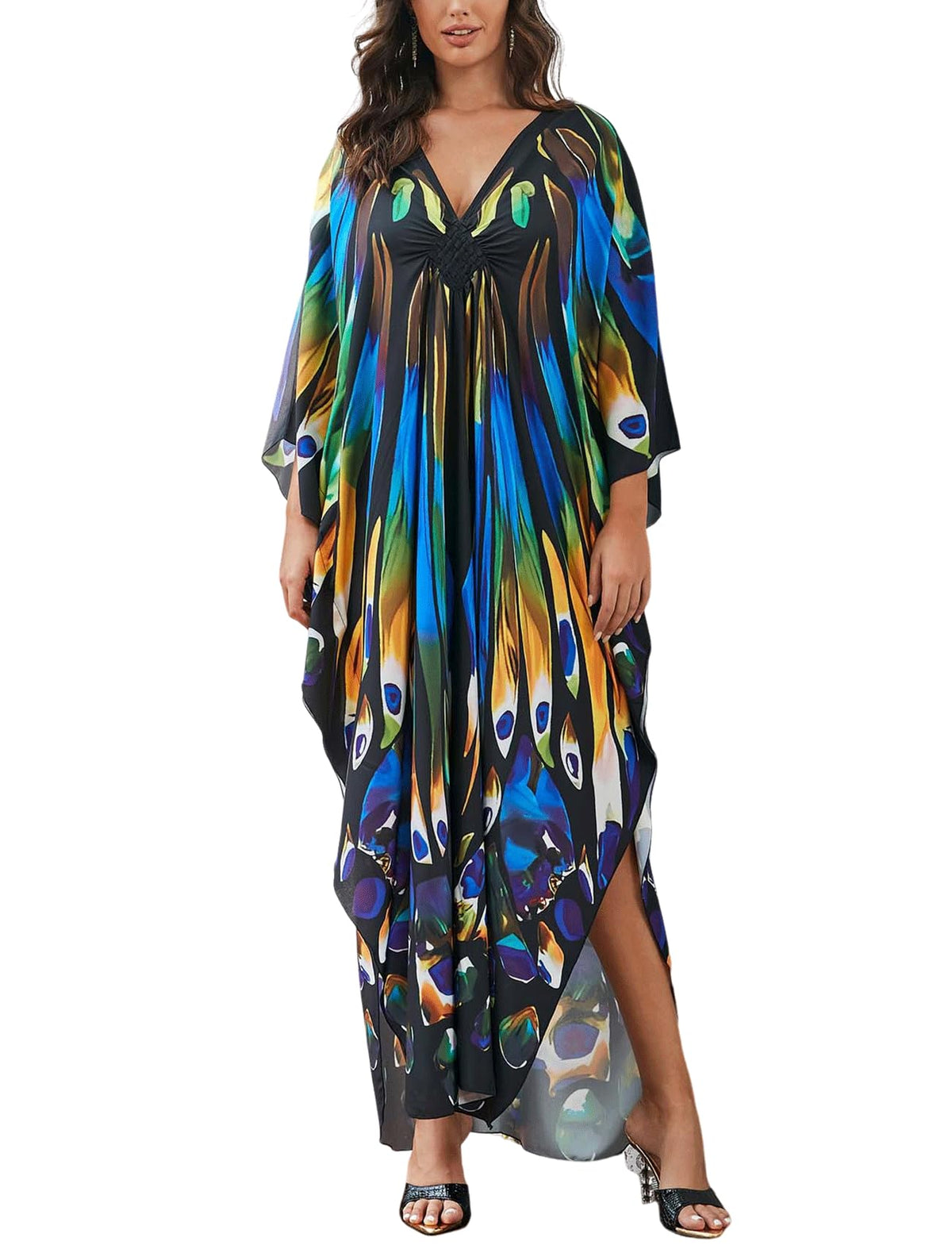 KECVOT Kaftan Dresses for Women Plus Size Batwing Sleeve Caftans Long Bathing Suit Cover Up Maxi Beach Dress Loungewear