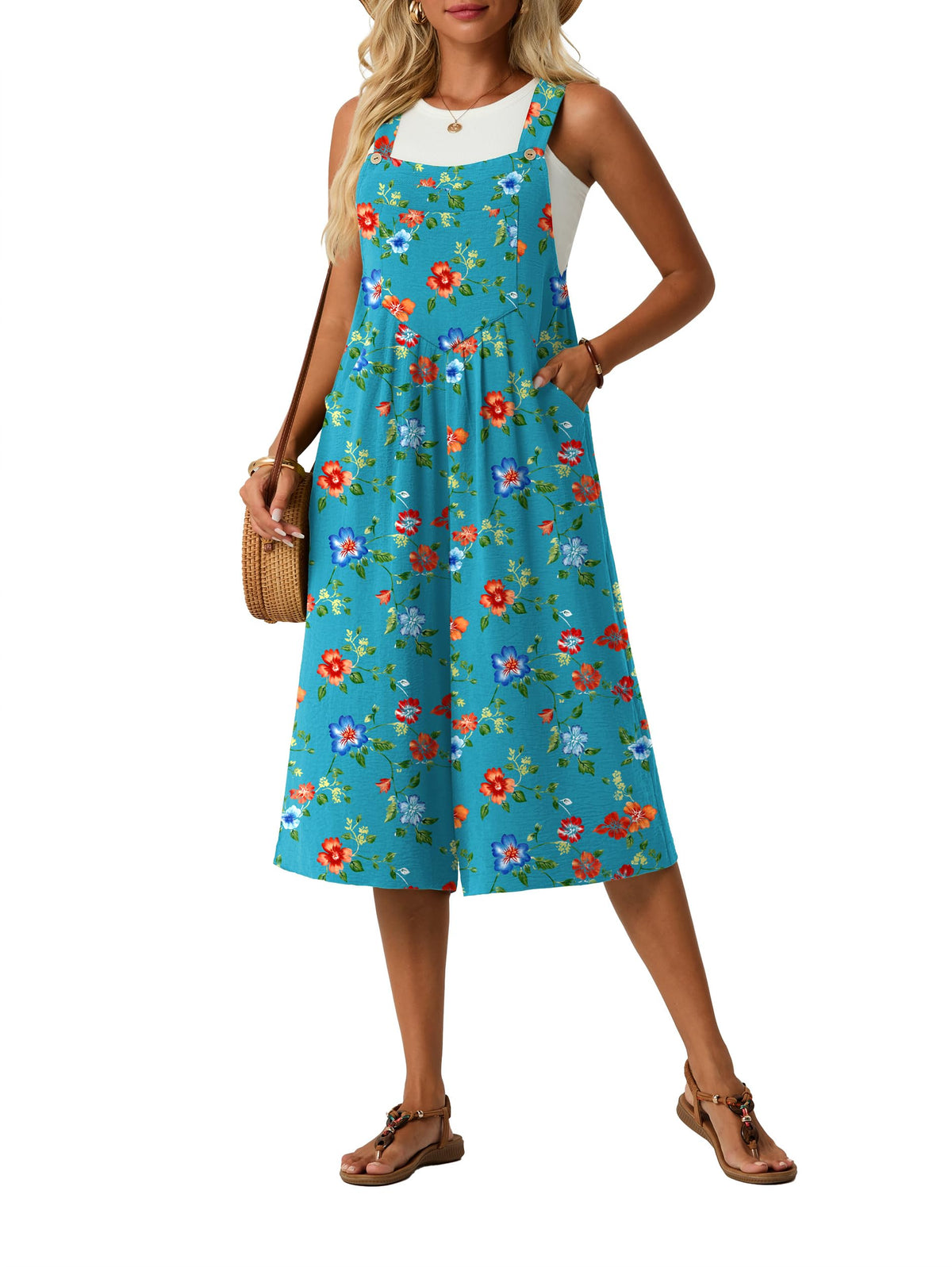 Lepunuo Womens Summer Capri Wide Leg Pants Rompers Boho Loose Fit