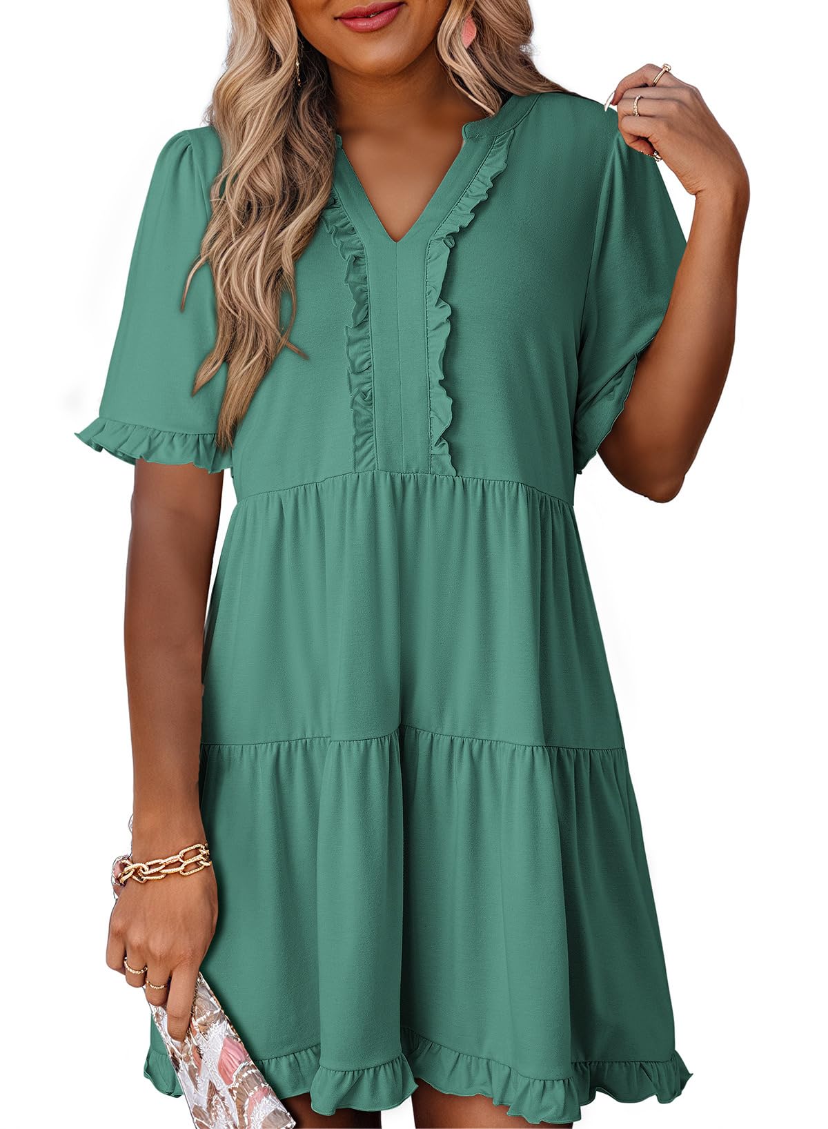 Dokotoo Womens A Line Babydoll Casual Summer Dresses with Pockets