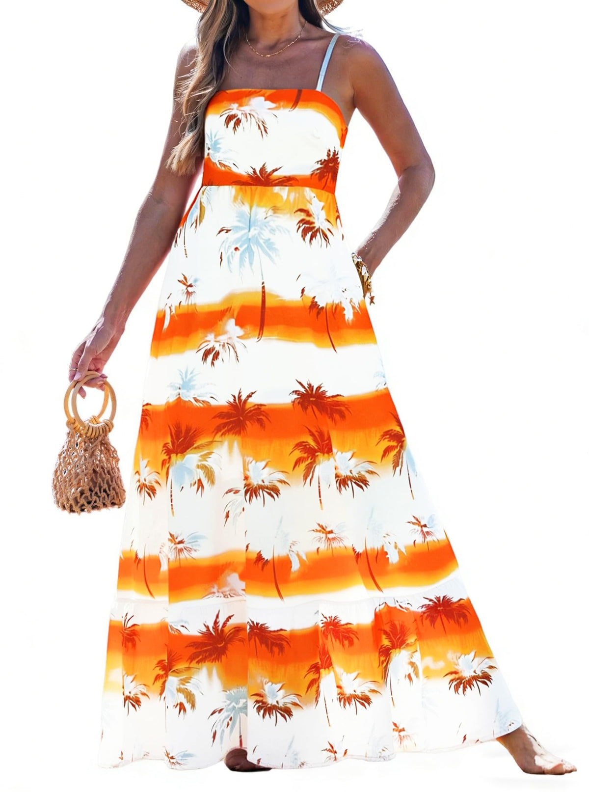 popvil Women Summer Maxi Dress 2026 Spaghetti Strap Long Beach Dress