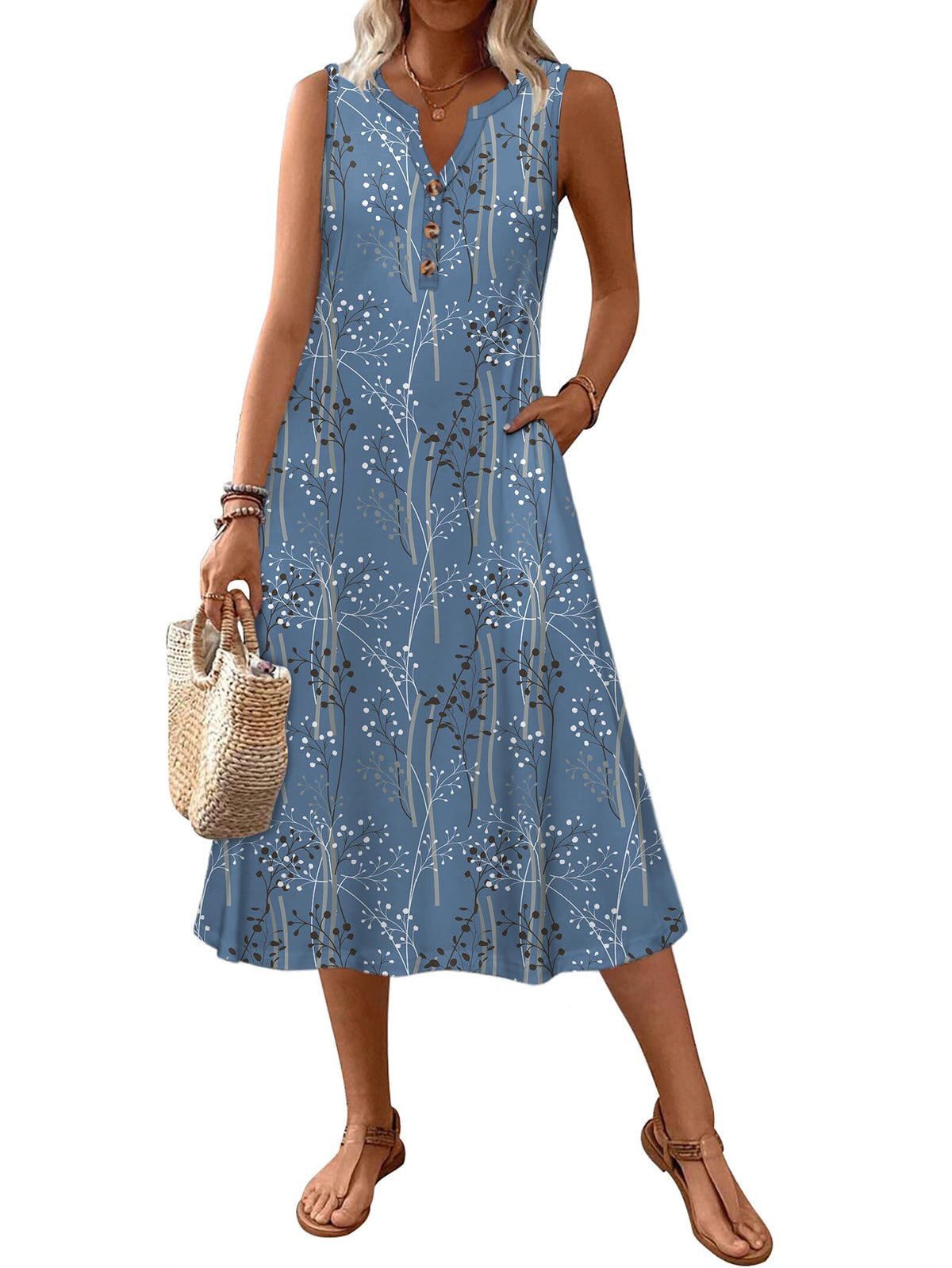 Zeagoo Summer Dress for Women 2026 Sleeveless Tank Midi Dress Vacation Beach Sundress Aline Boho Clothing