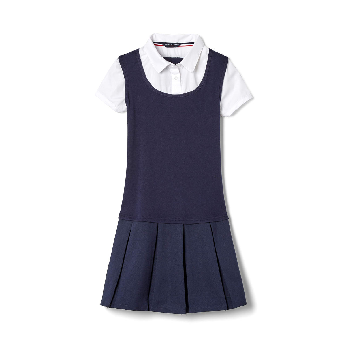 French Toast Girls' Short Sleeve 2-Fer Pleated Dress