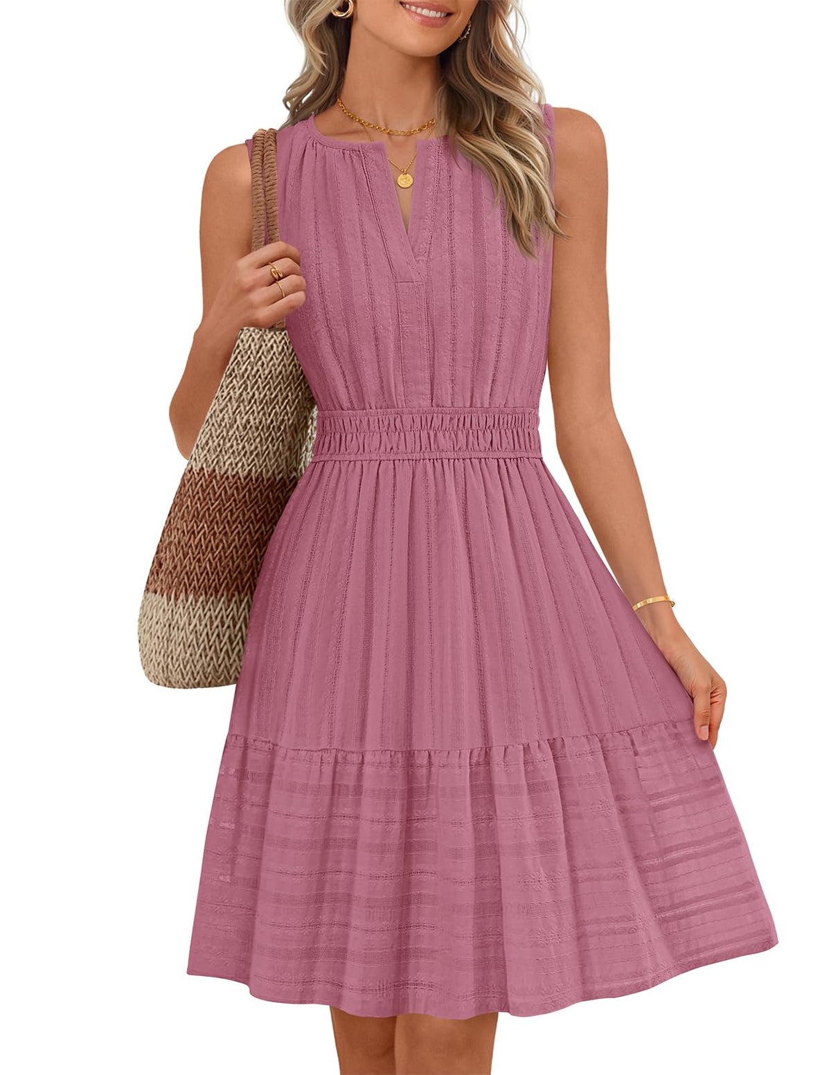 MEROKEETY Womens Summer Casual Beach Vacation Sleeveless Mini Sundress 2026