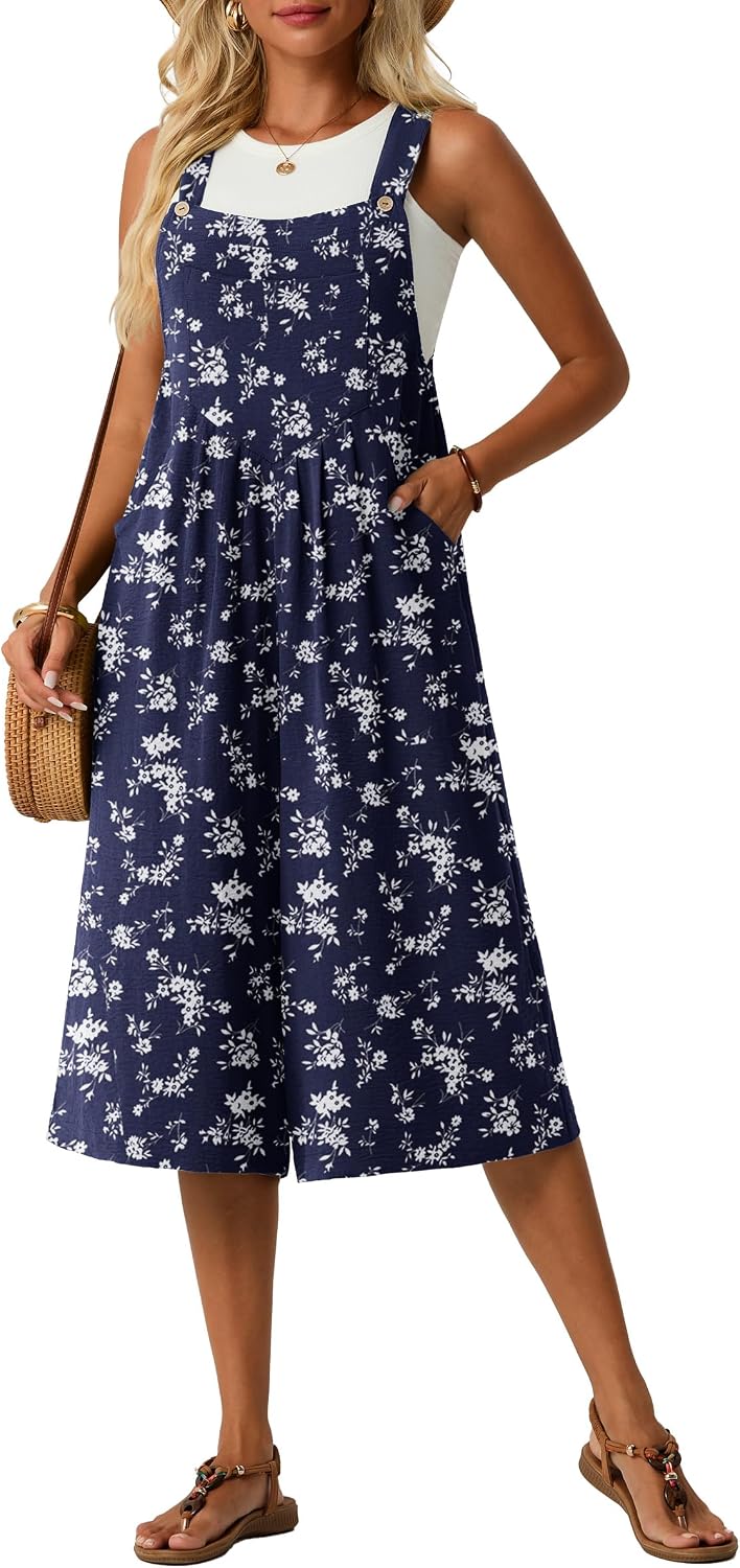 Lepunuo Womens Summer Capri Wide Leg Pants Rompers Boho Loose Fit