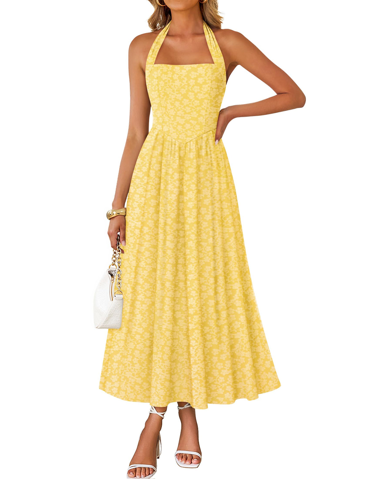 ZESICA Women's Summer Sleeveless Floral Wedding Guest Maxi Dress