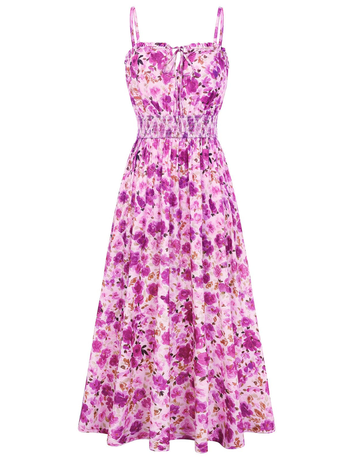 GRACE KARIN 2026 Women's Hawaiian Midi Sundress Summer Vacation Spaghetti Floral Clothes Boho Casual Dresses with Pockets