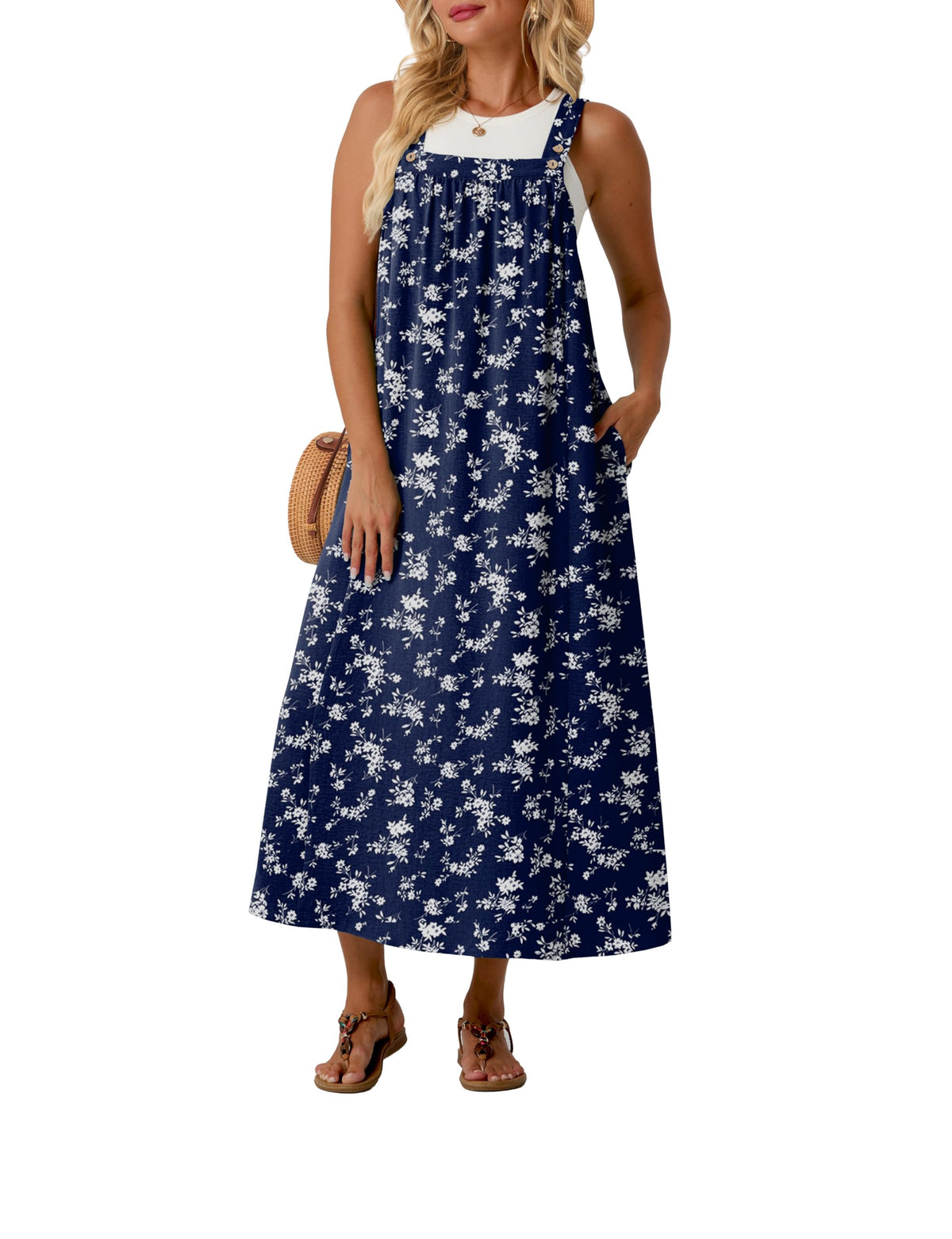 Lepunuo Overall Dress for Women Summer Adjustable Casual Cover Up