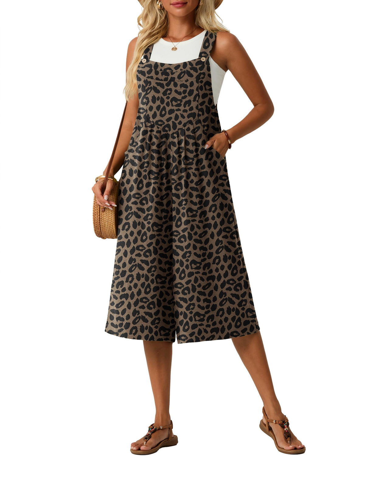 Lepunuo Womens Summer Capri Wide Leg Pants Rompers Boho Loose Fit