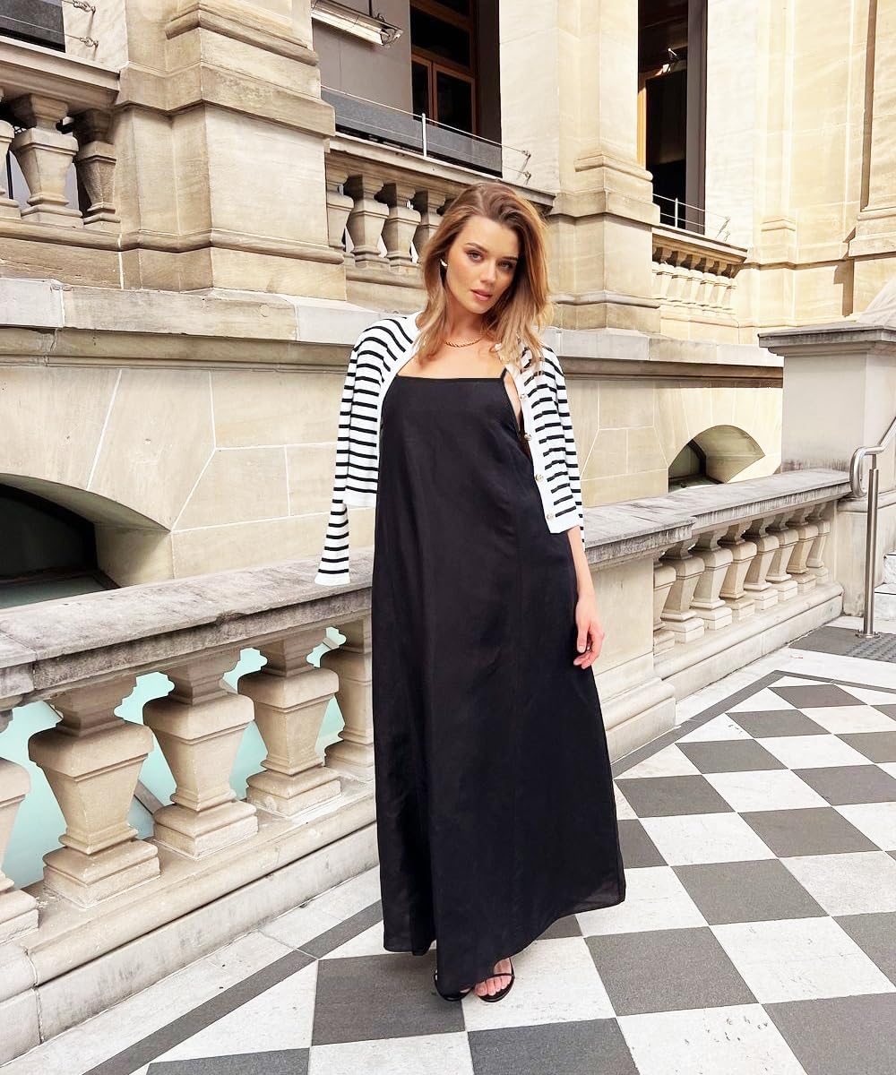 Shy Velvet Women's Linen Maxi Dress Spaghetti Strap Casual Boho Dress