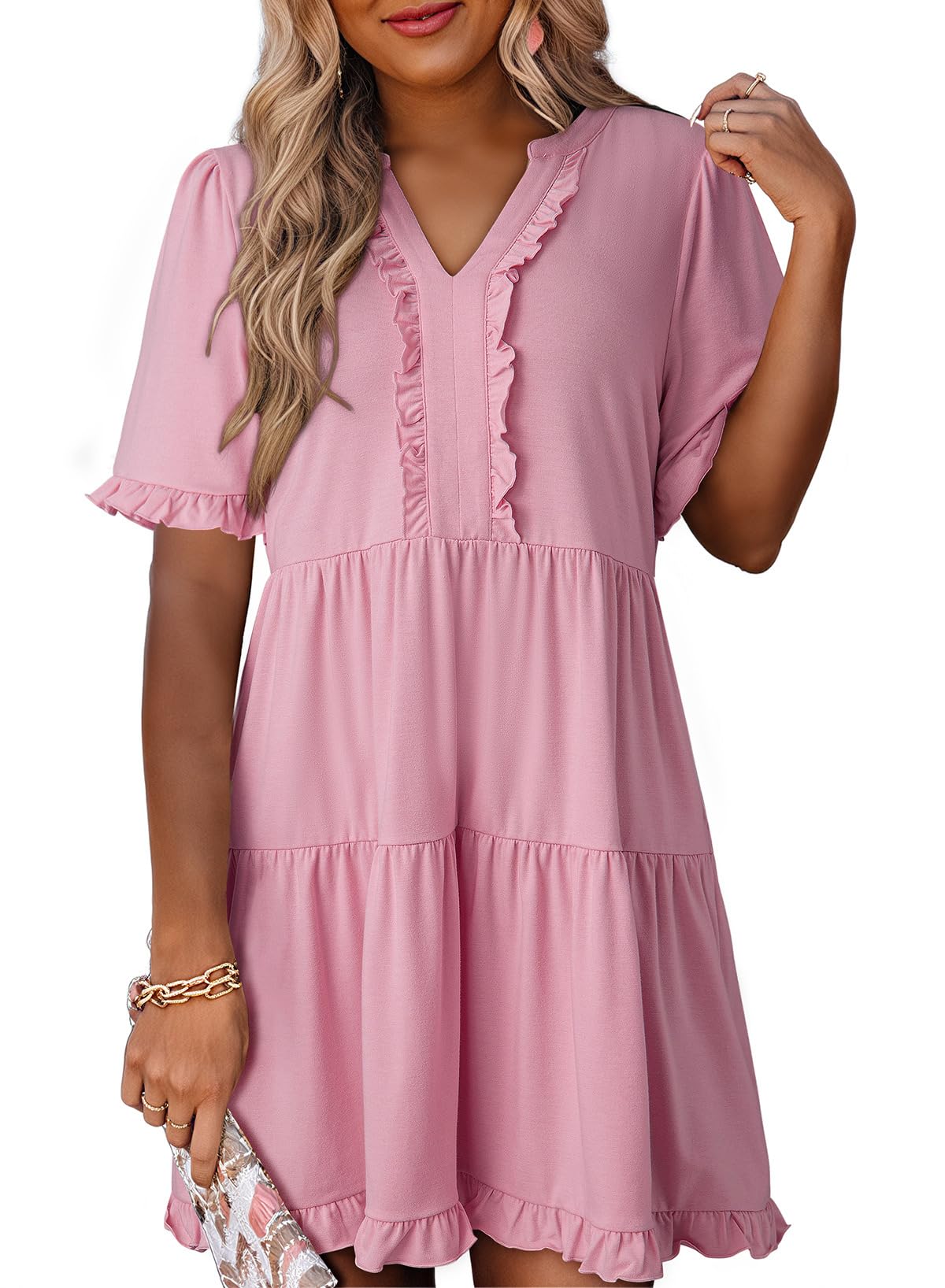 Dokotoo Womens A Line Babydoll Casual Summer Dresses with Pockets