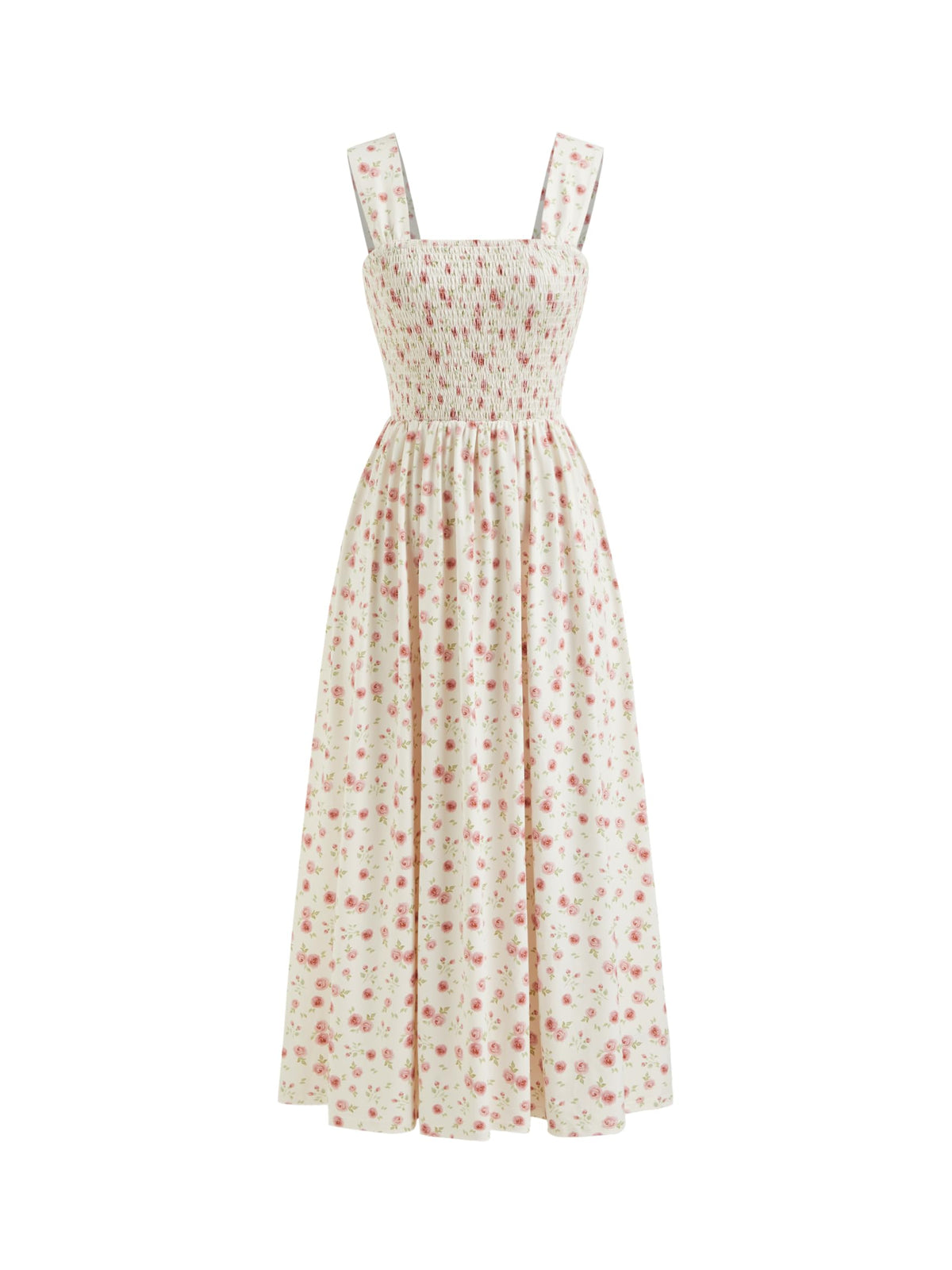 CIDER Womens Floral Smocked Dresses Square Neck Long Midi Sundress