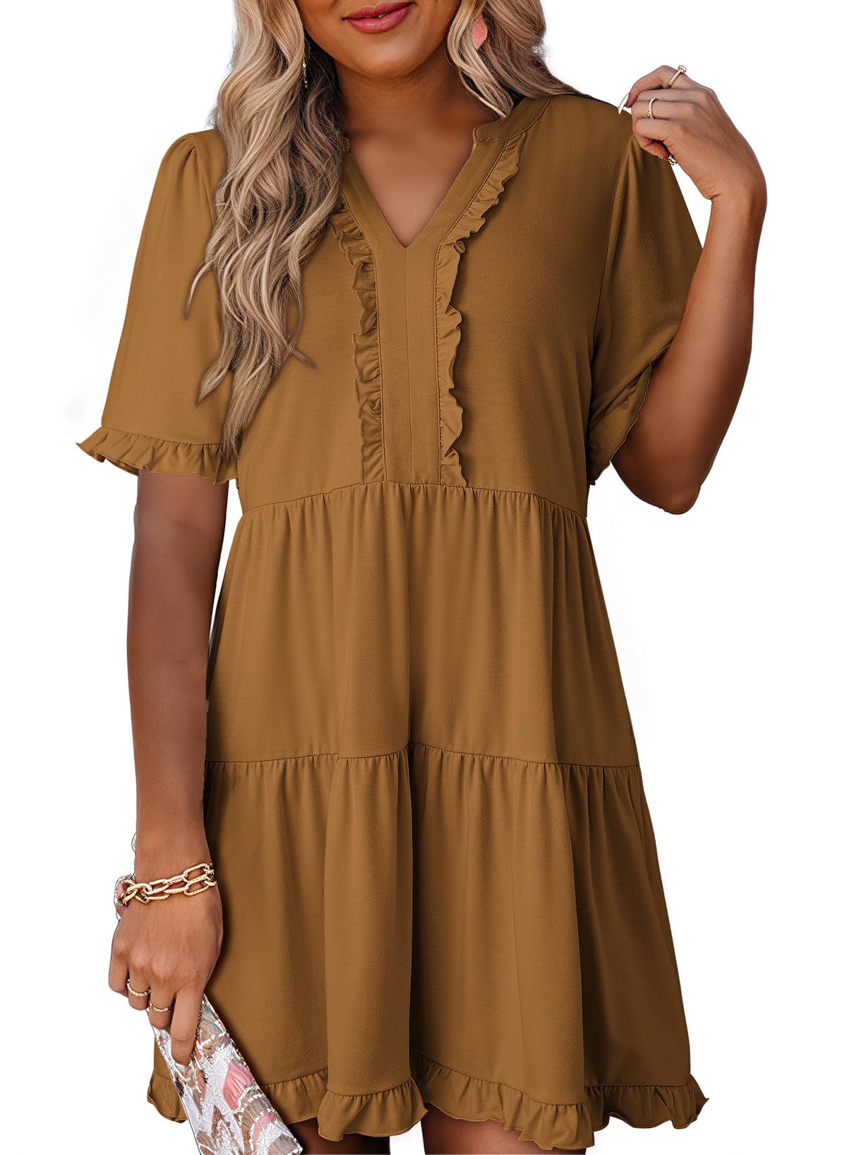 Dokotoo Womens A Line Babydoll Casual Summer Dresses with Pockets