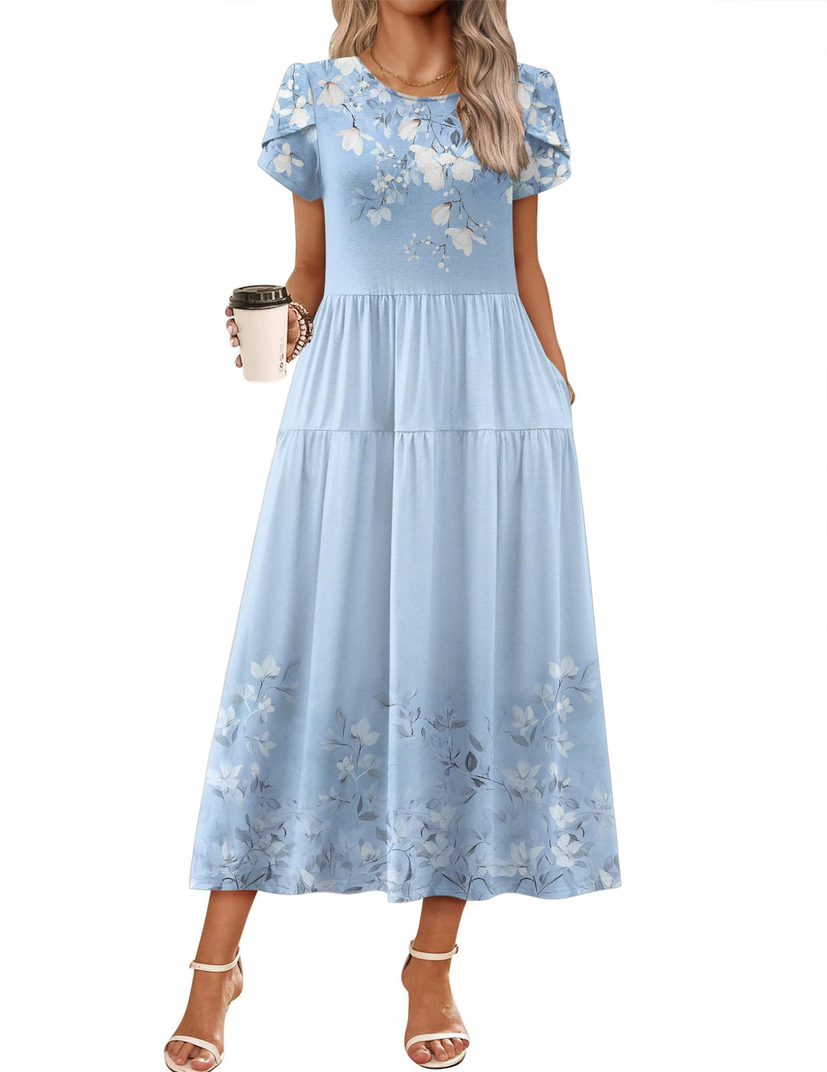 Zeagoo Summer Dresses for Women 2026 Maxi Bohemian Short Sleeve Long Dress