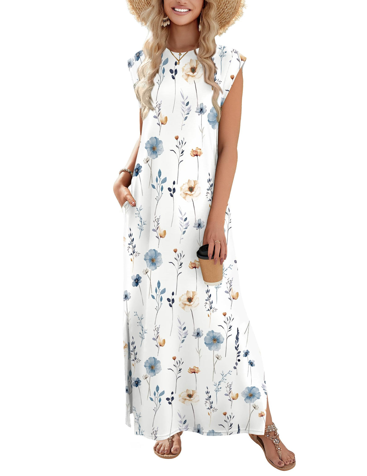 Zeagoo Summer Dresses for Women 2026 Long Maxi Sundresses Loose Split Wrinkle-Free Beach Travel Vacation Clothes