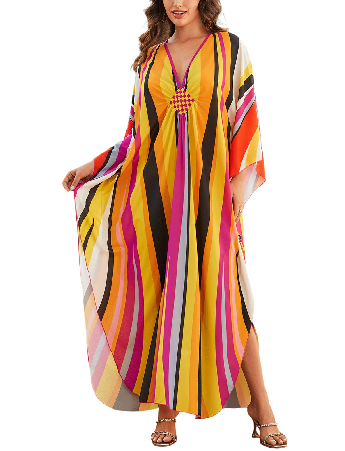 KECVOT Kaftan Dresses for Women Plus Size Batwing Sleeve Caftans Long Bathing Suit Cover Up Maxi Beach Dress Loungewear