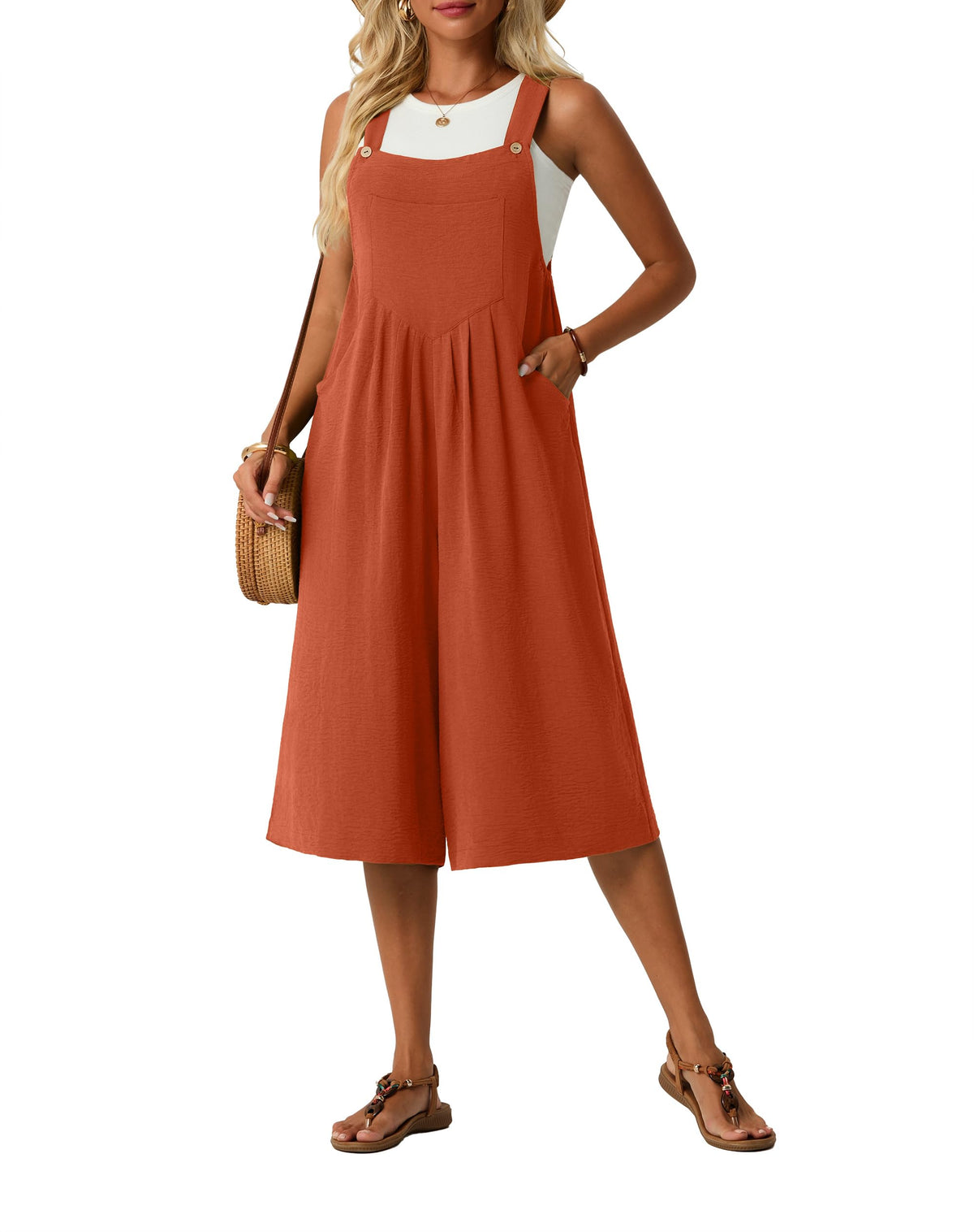 Lepunuo Womens Summer Capri Wide Leg Pants Rompers Boho Loose Fit