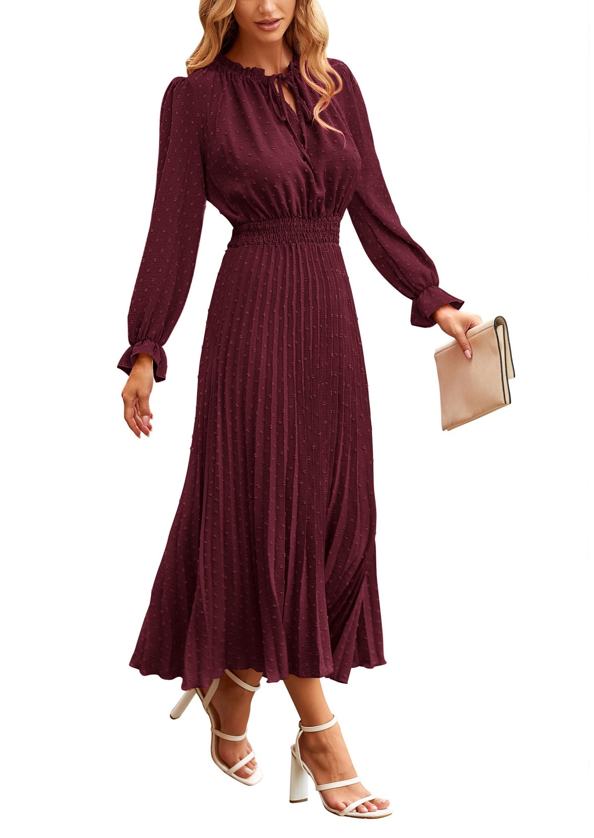 PRETTYGARDEN Women's Fall Midi Wedding Guest Dress