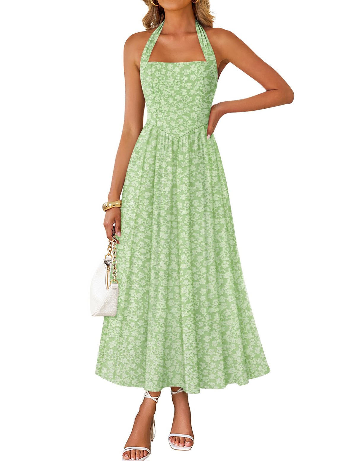 ZESICA Women's Summer Sleeveless Floral Wedding Guest Maxi Dress