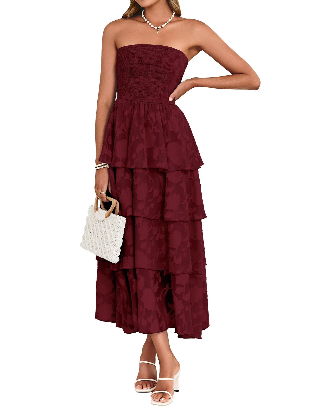 Simplee Womens Maxi Boho Floral Strpless Wedding Guest Beach Long Dress