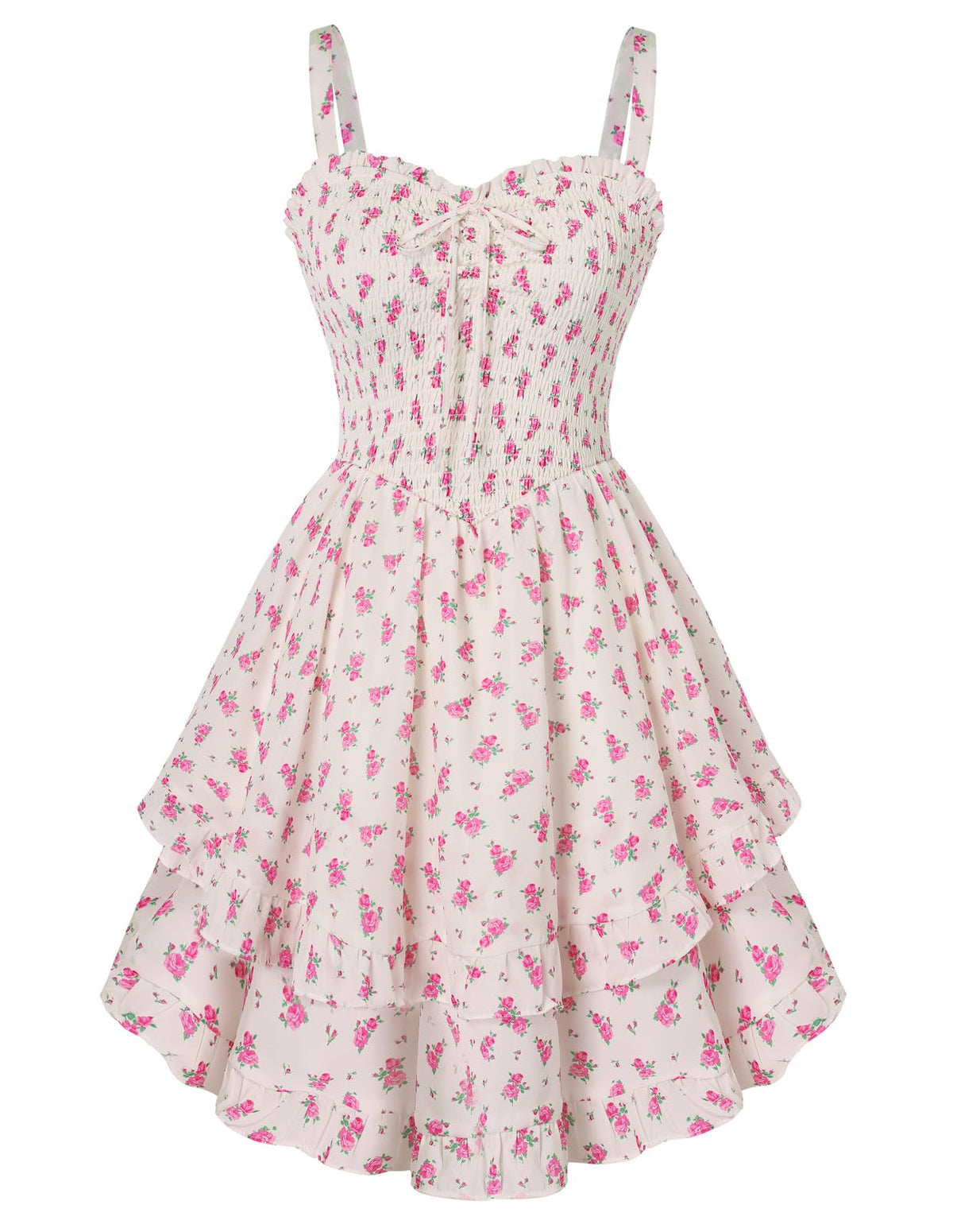 Scarlet Darkness Smocked Floral Sundresses Women Teens Summer Spring Dress