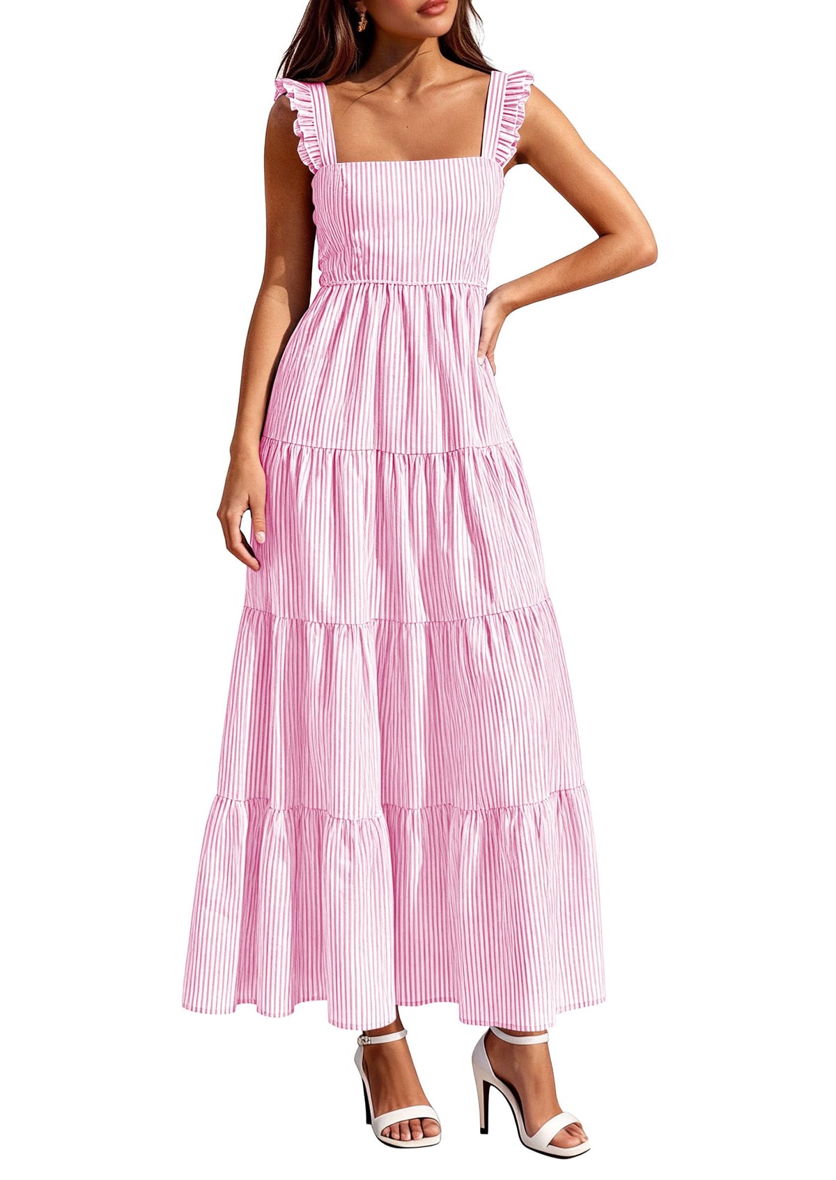 PRETTYGARDEN Women's Summer Striped Maxi Sun Dresses
