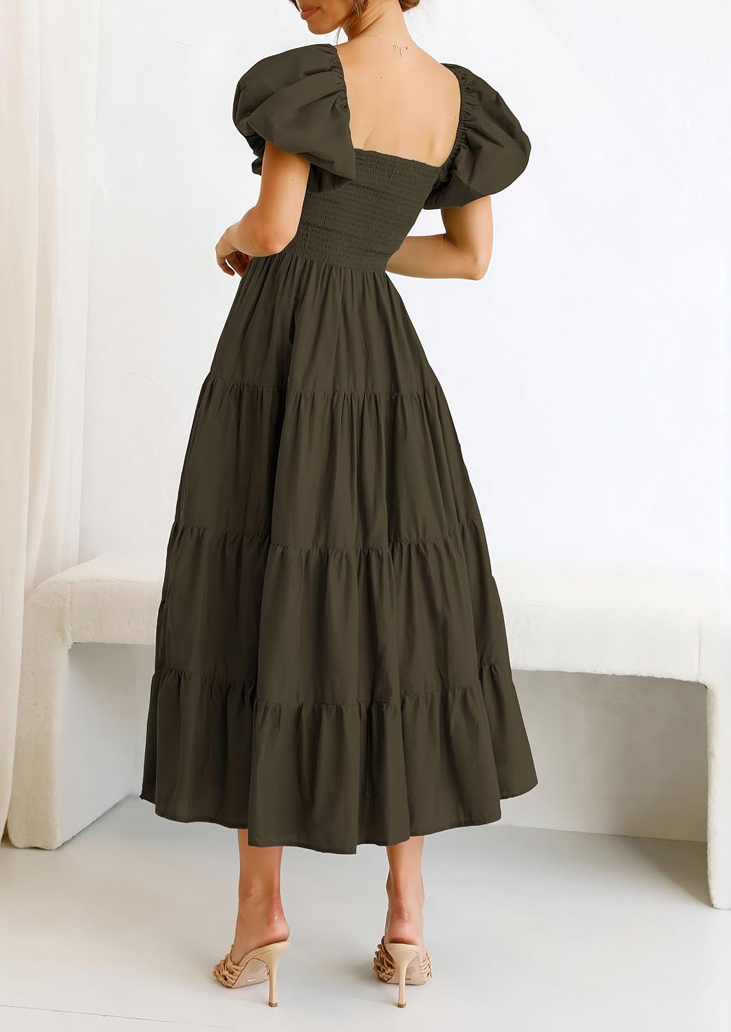 PRETTYGARDEN Women's Smocked Midi Wedding Guest Dress
