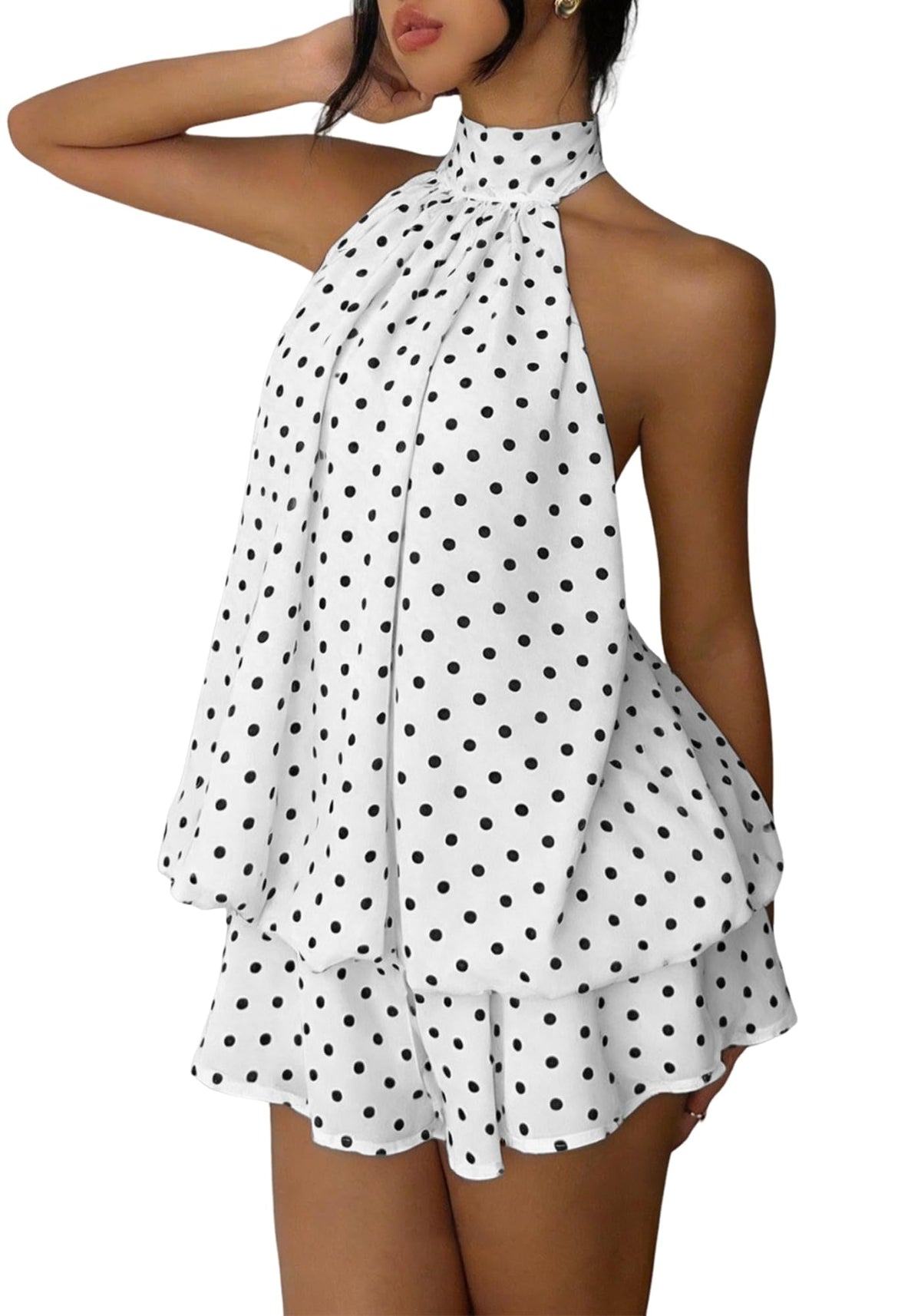 Women's Chiffon Halter Drop Waist Mini Dress Wedding Guest Dresses Ruffle Formal Holiday Club Brunch Outfits