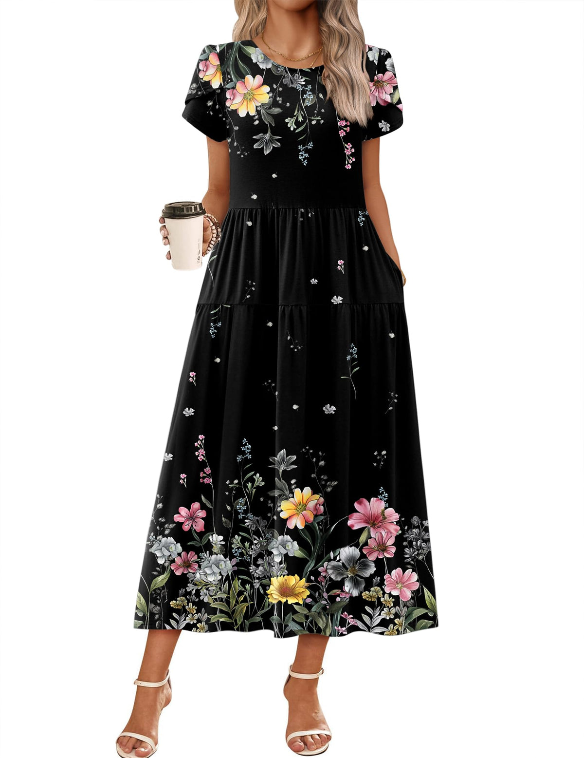 Zeagoo Summer Dresses for Women 2026 Maxi Bohemian Short Sleeve Long Dress