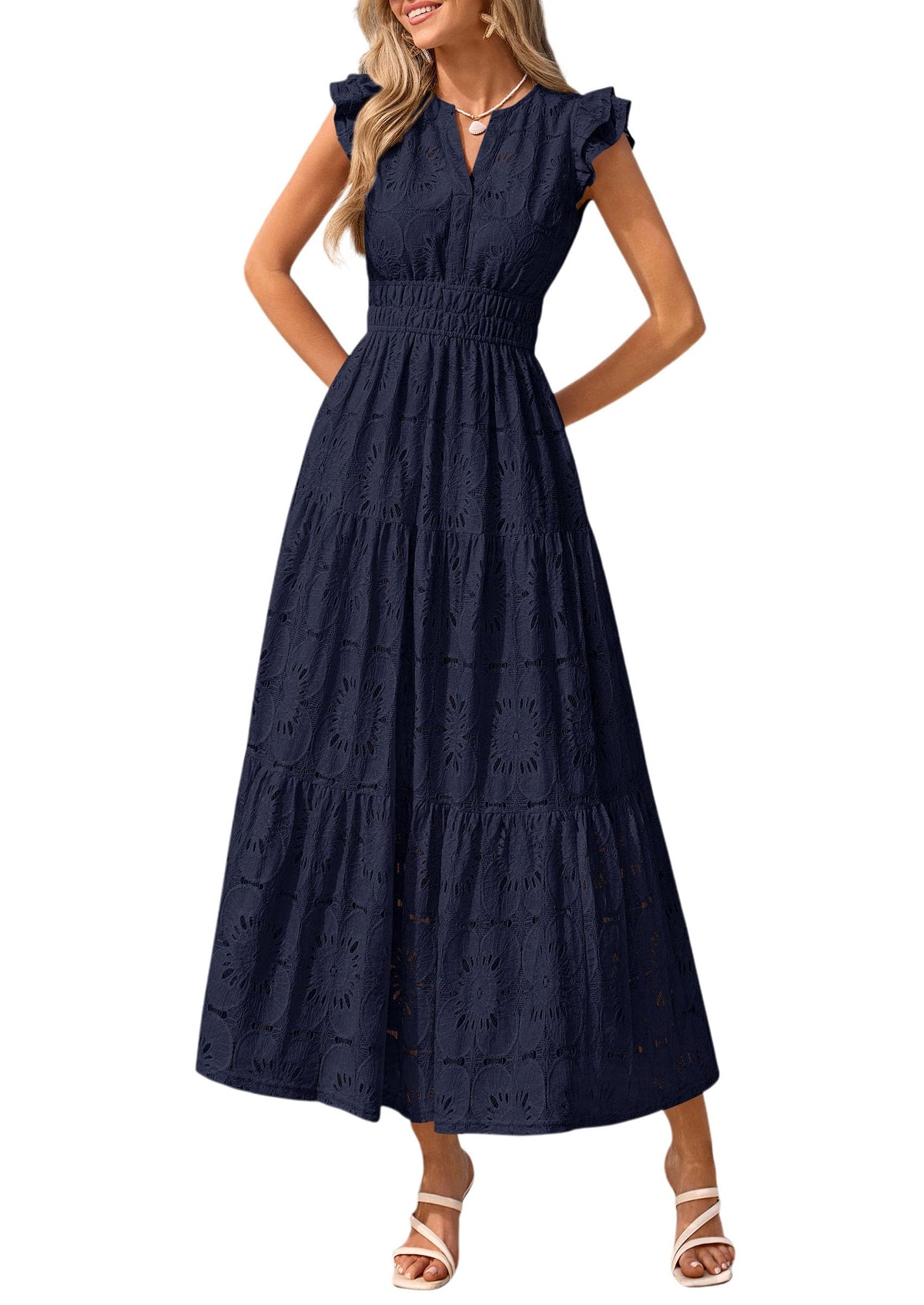 PRETTYGARDEN Women's Summer Eyelet Boho Maxi Dresses