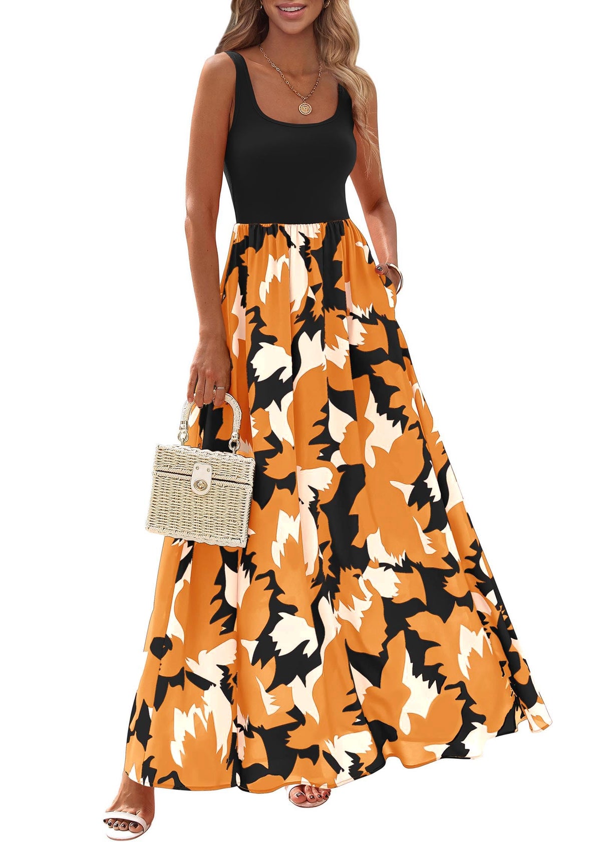 KIRUNDO Women's Summer Maxi Dress Boho Floral Long Sundress