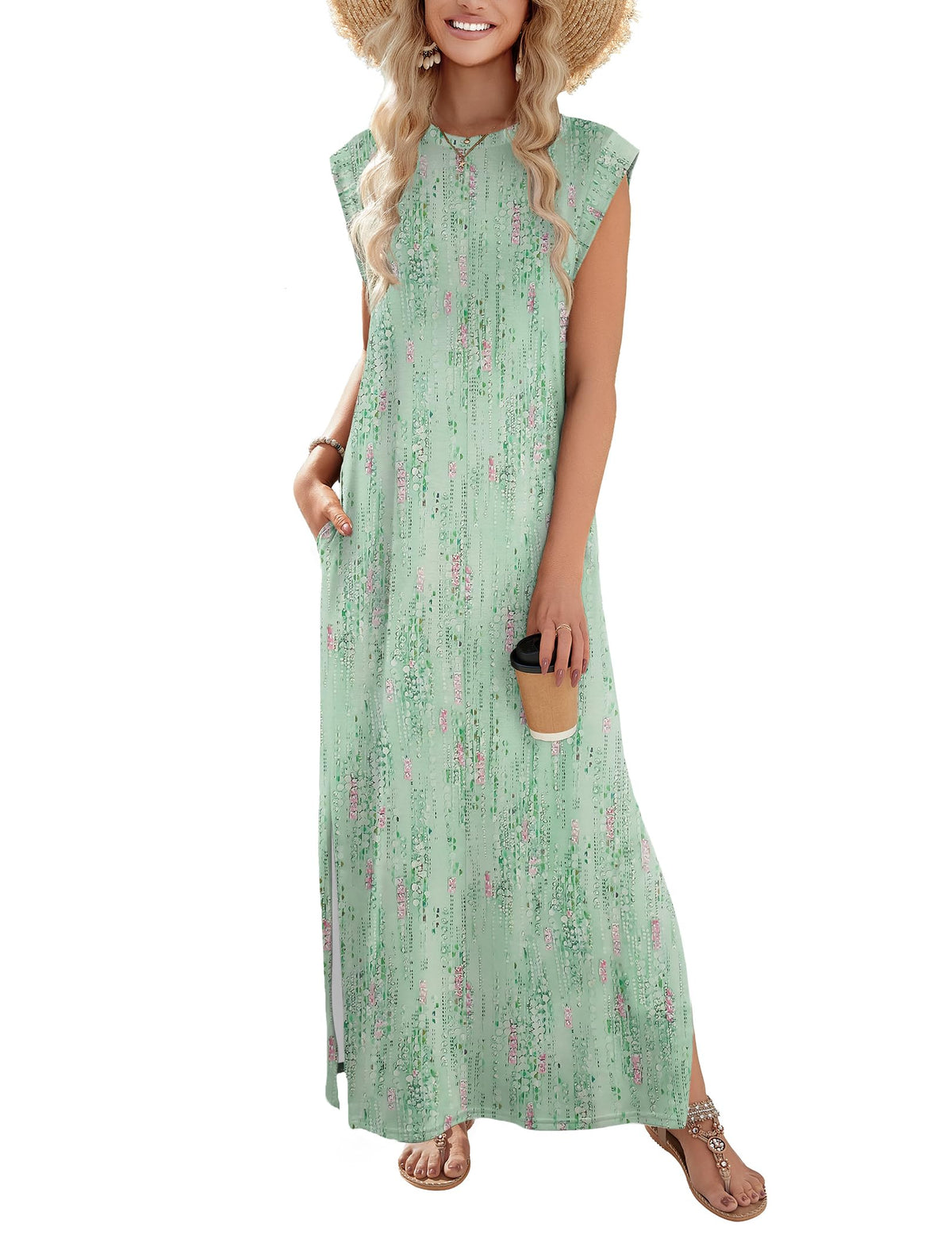 Zeagoo Summer Dresses for Women 2026 Long Maxi Sundresses Loose Split Wrinkle-Free Beach Travel Vacation Clothes