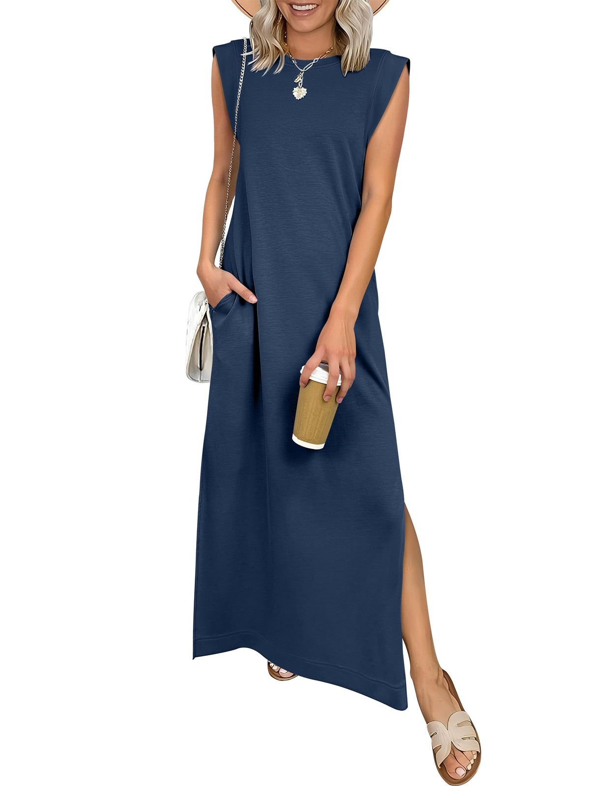 ANRABESS Womens Summer Maxi Dresses Wrinkle Free Sundress with Pockets