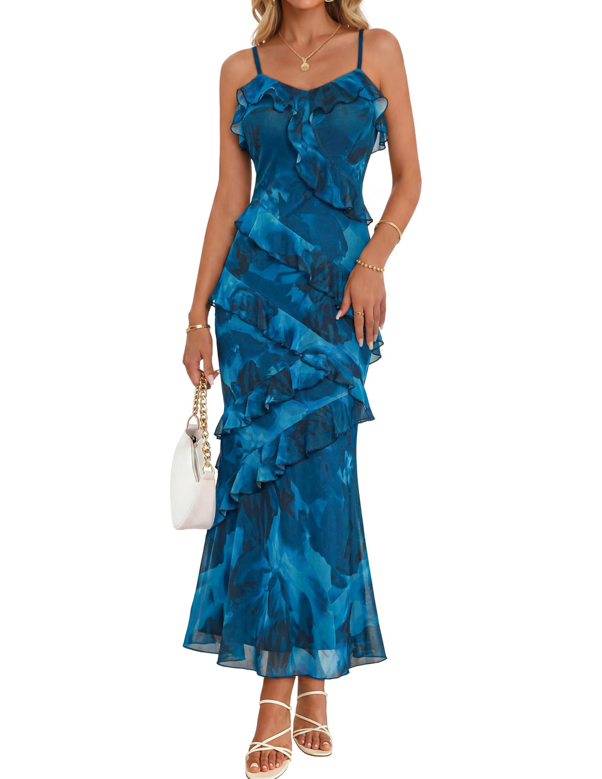 MEROKEETY Summer Floral Wedding Guest Maxi Dress Women 2026 Formal Cocktail